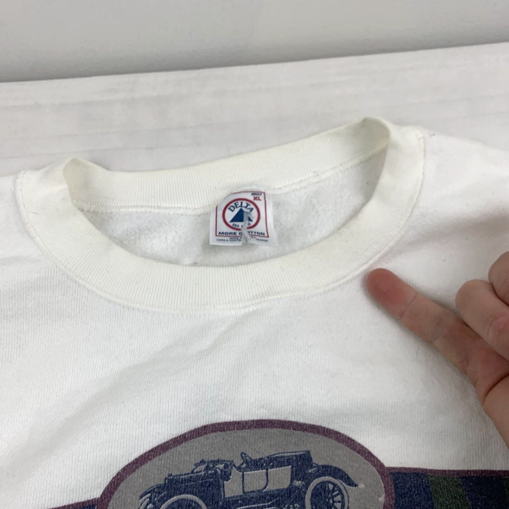 Delta VINTAGE Grandpa Sweatshirt Men XL White 90s Y2K God Jesus Christ Religion Pullover Crew Neck - Delta Shirt Mens Size US XL / EU 56 / 4 - 4 Thumbnail