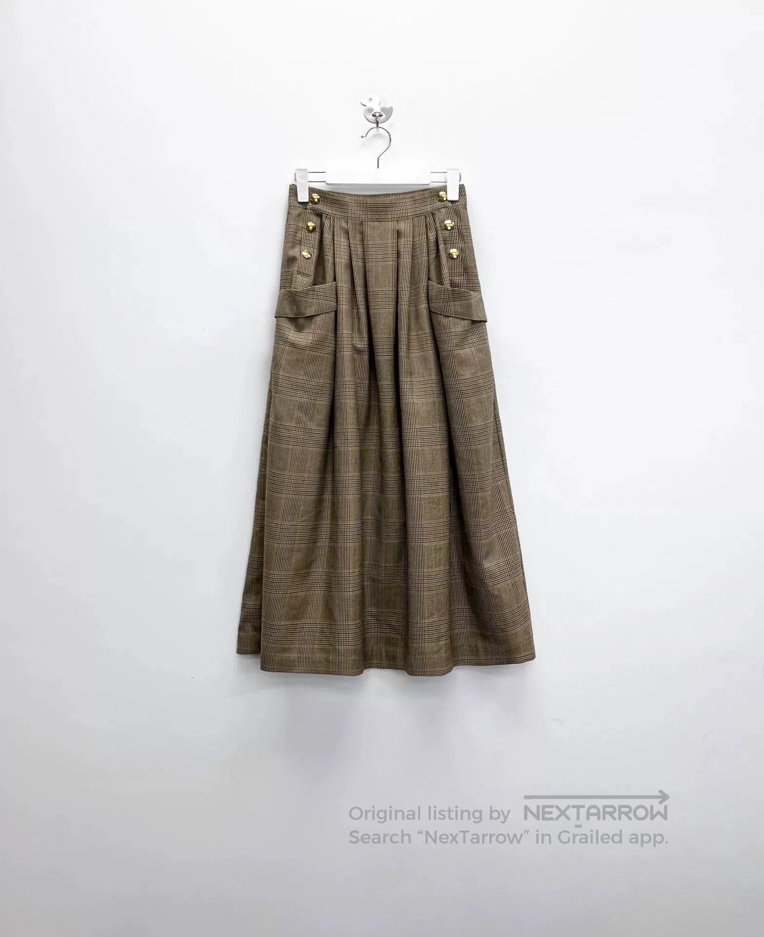 Celine Prince of Wales Check Wool Skirt.