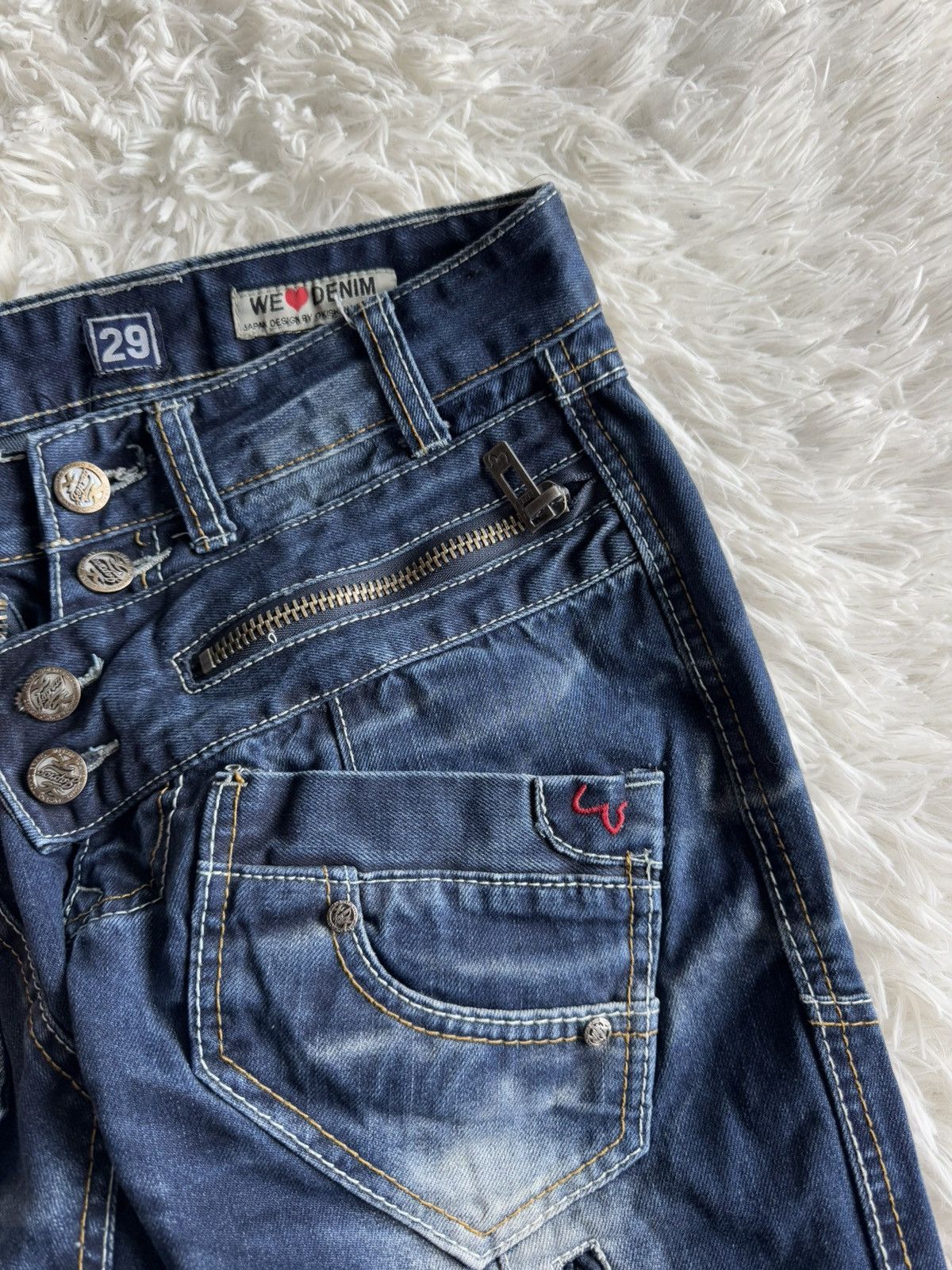 If Six Was Nine Japan Rag Crazy Utility Patchwork Washed Wide Denim Jeans Size US 29 - 9 Thumbnail