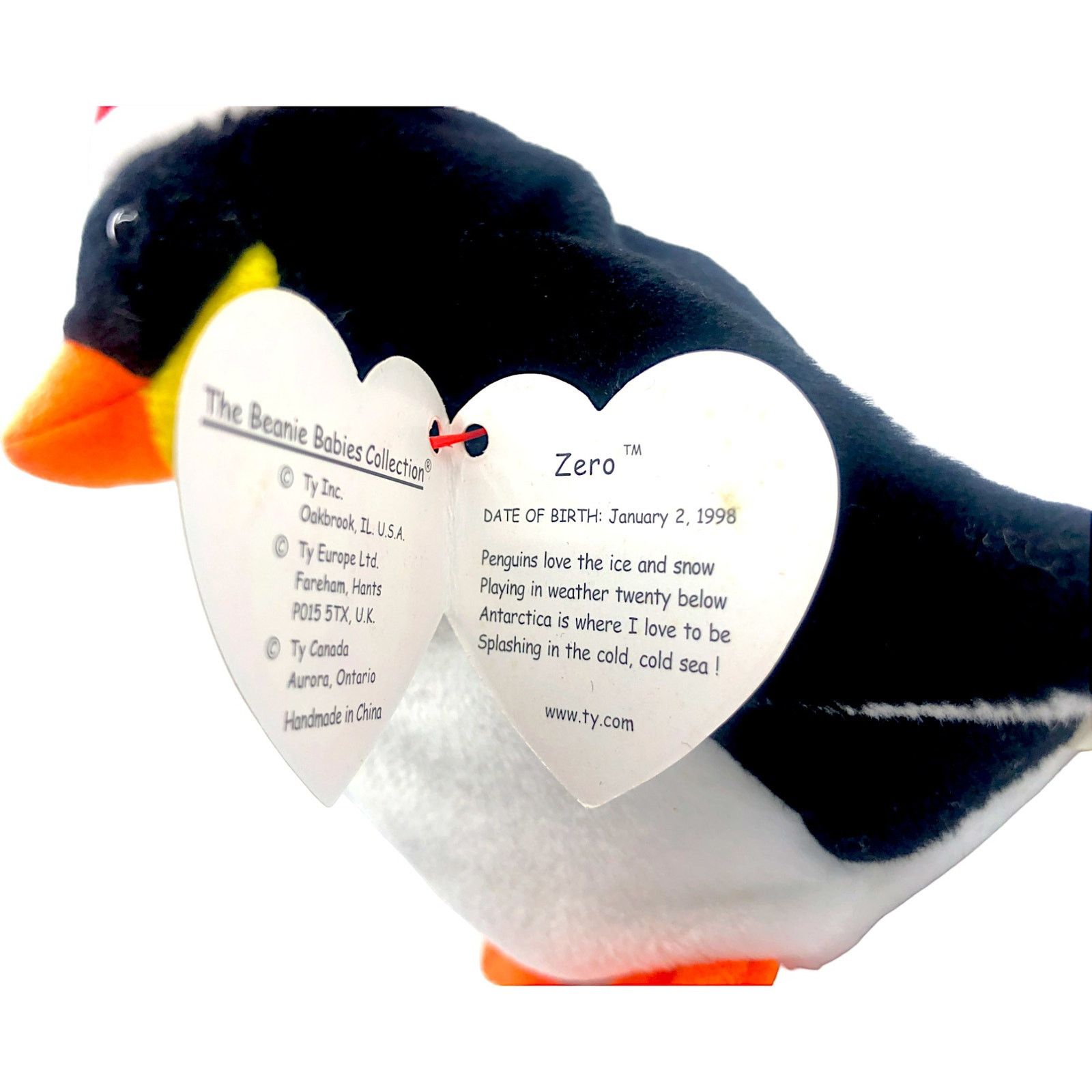 Vintage Ty Beanie Baby 1998 - Zero the Penguin Christmas Hat Size ONE SIZE - 3 Thumbnail