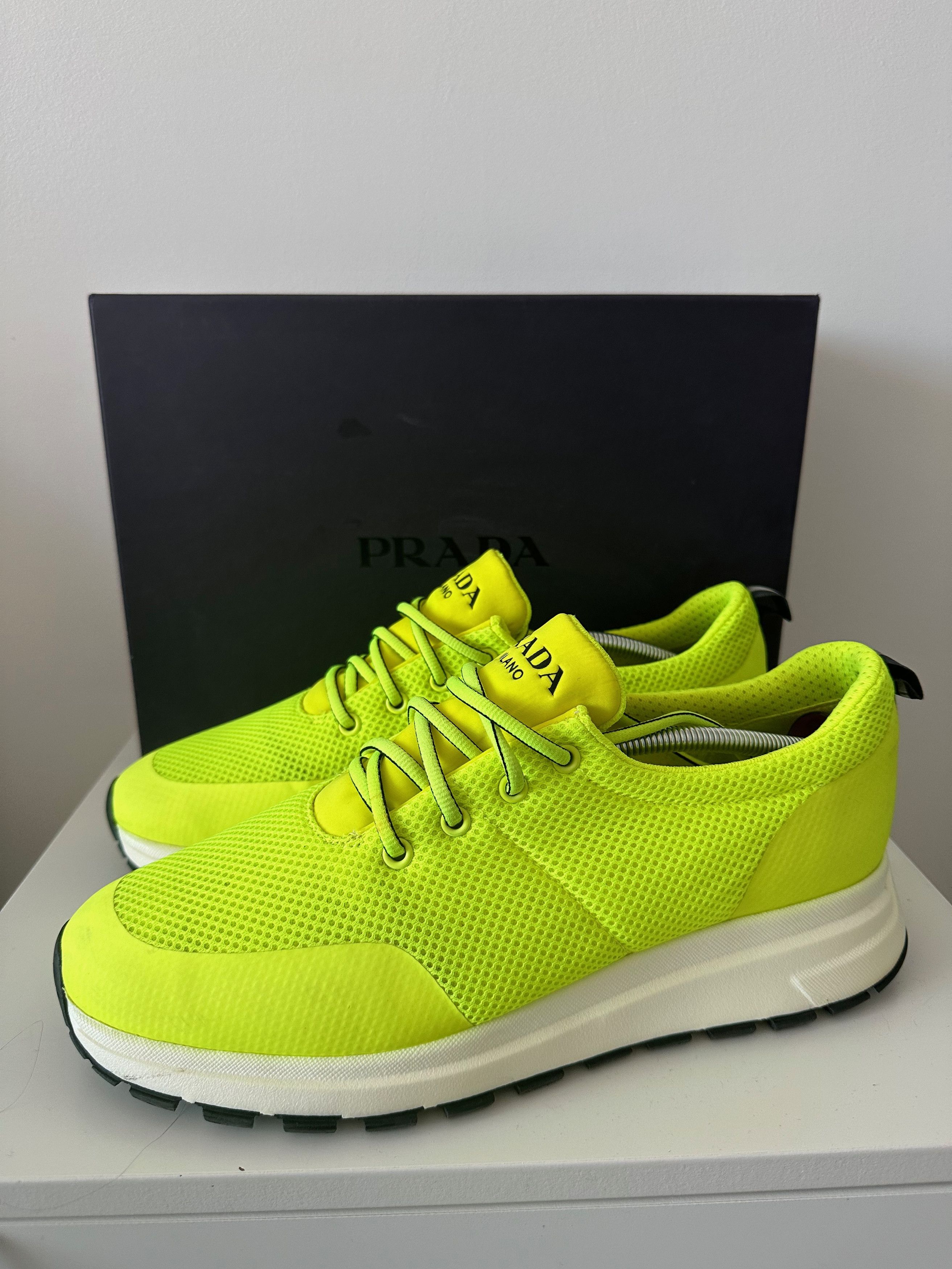 image of Prada Neon Yellow Mesh 4E3499 Trainers Sneakers, Men's (Size 10.5)