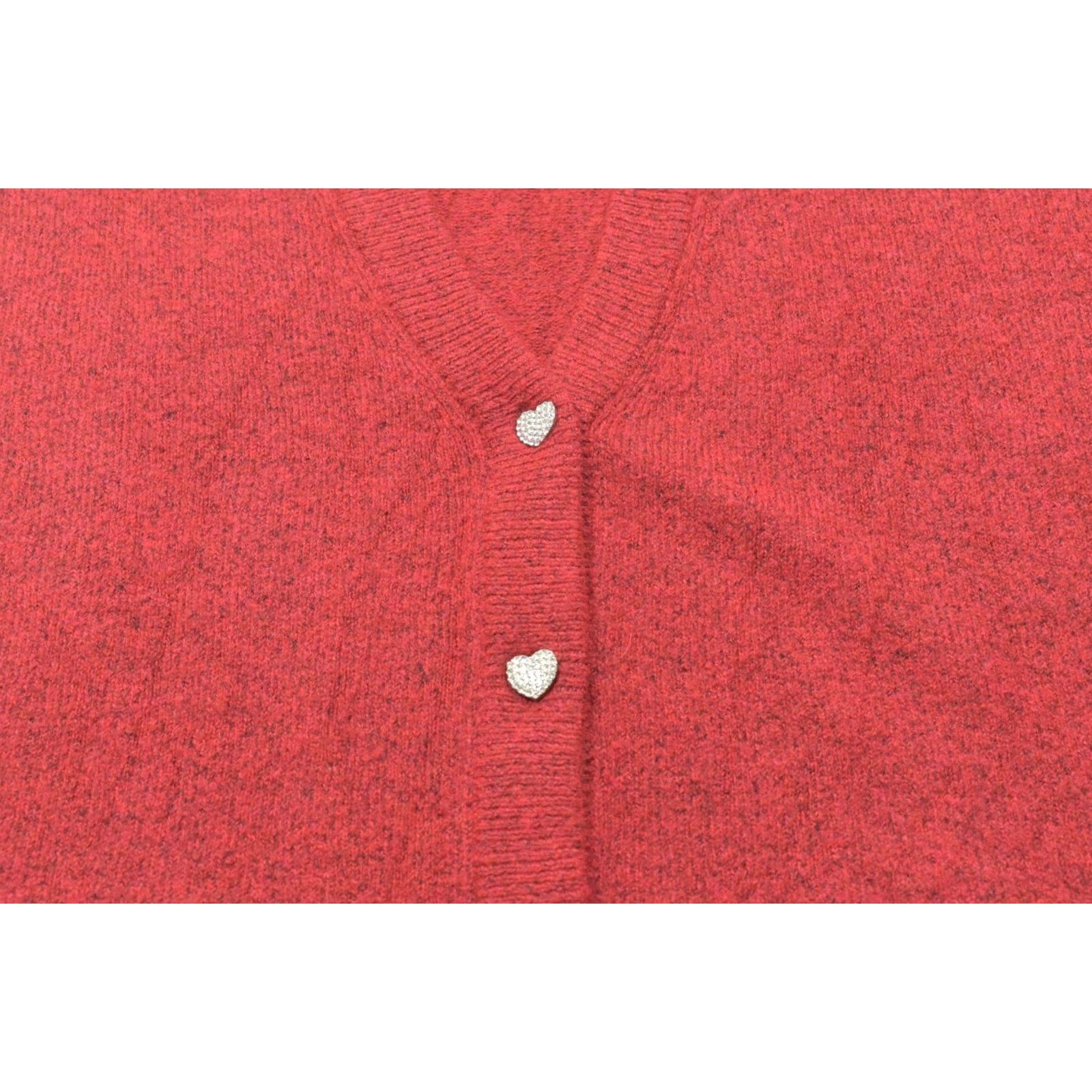 Torrid Torrid Cardigan Sweater V-Neck Button Front Oversized Red Heart Rhinestone Plus Size 5 Women Clothing Size S / US 4 / IT 40 - 5 Thumbnail