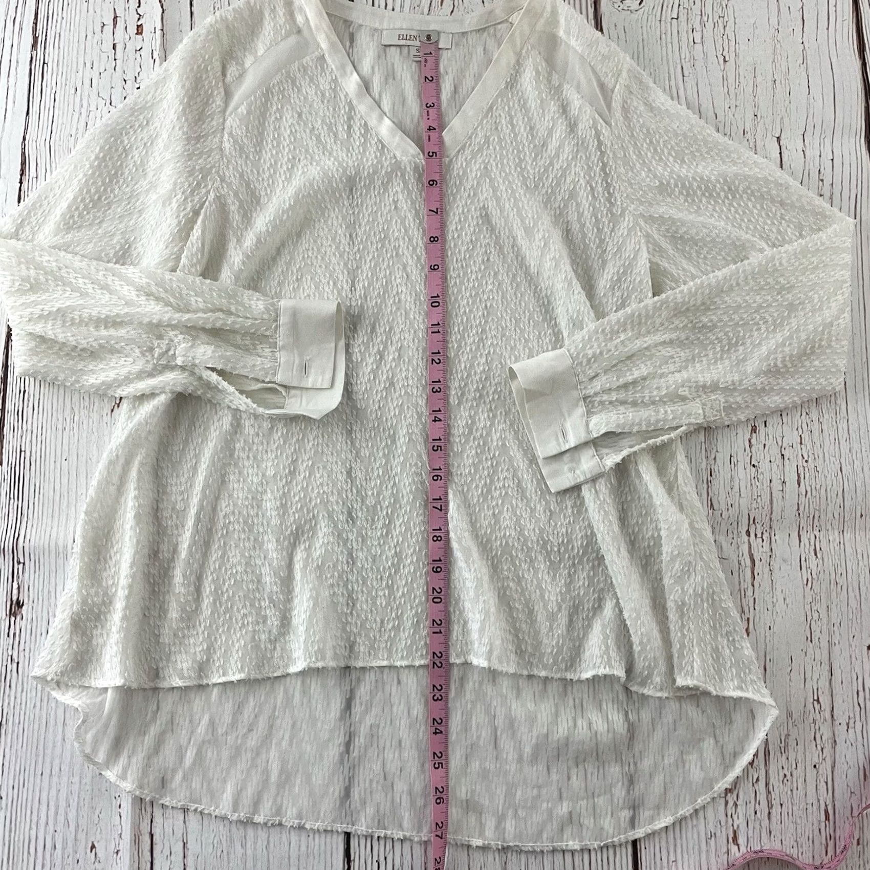 Ellen Tracy Ellen Tracy White Long Sleeve Sheer Blouse Women's S Size S / US 4 / IT 40 - 3 Thumbnail