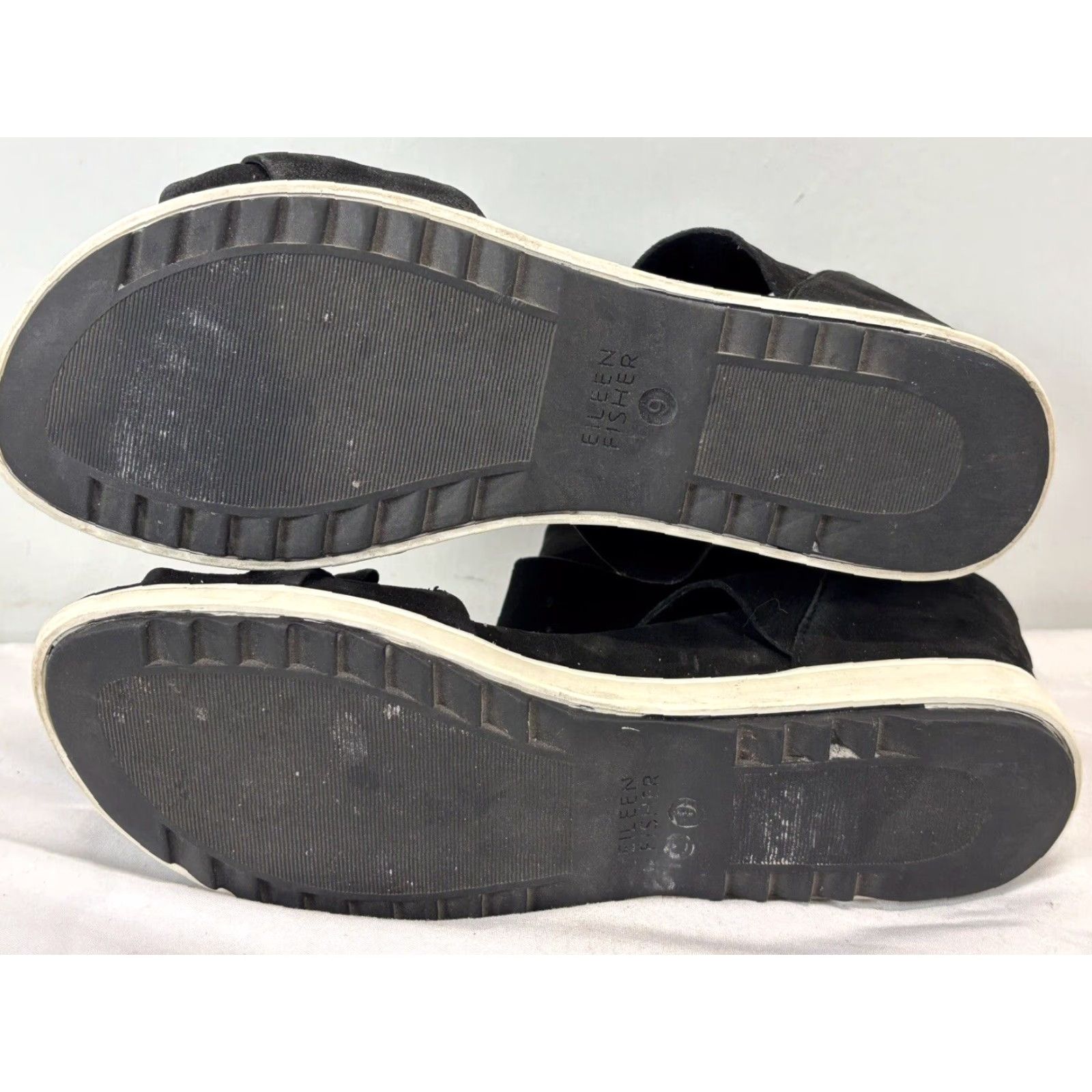 Eileen Fisher Eileen Fisher Sport Criss Cross Tumbled Leather Nubuck Platform Sandals Black 9 Women Size US 9 / IT 39 - 5 Thumbnail
