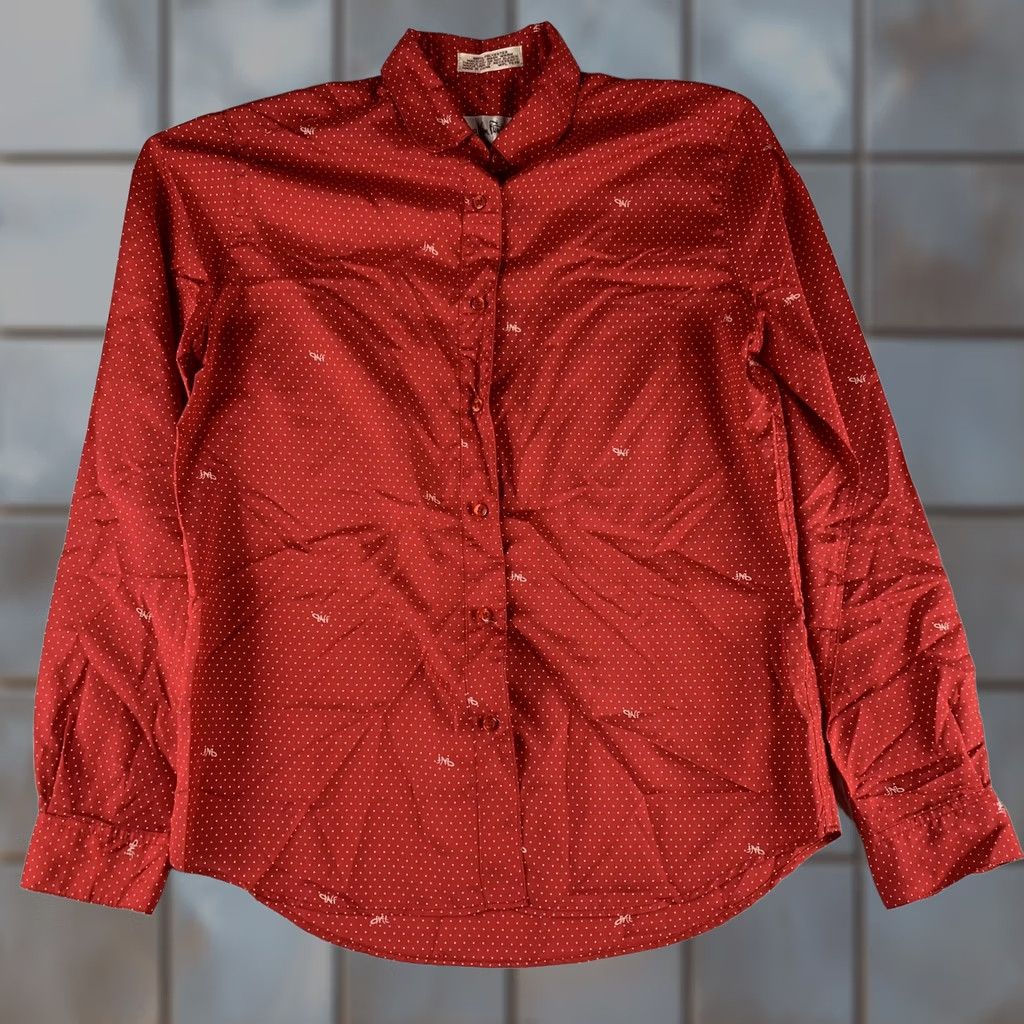 Diane von Furstenberg Diane von Furstenberg Shirt WOMENS SIZE 8 RED COLLAR POLKA DOT BUTTON UP Size M / US 6-8 / IT 42-44 - 1 Thumbnail