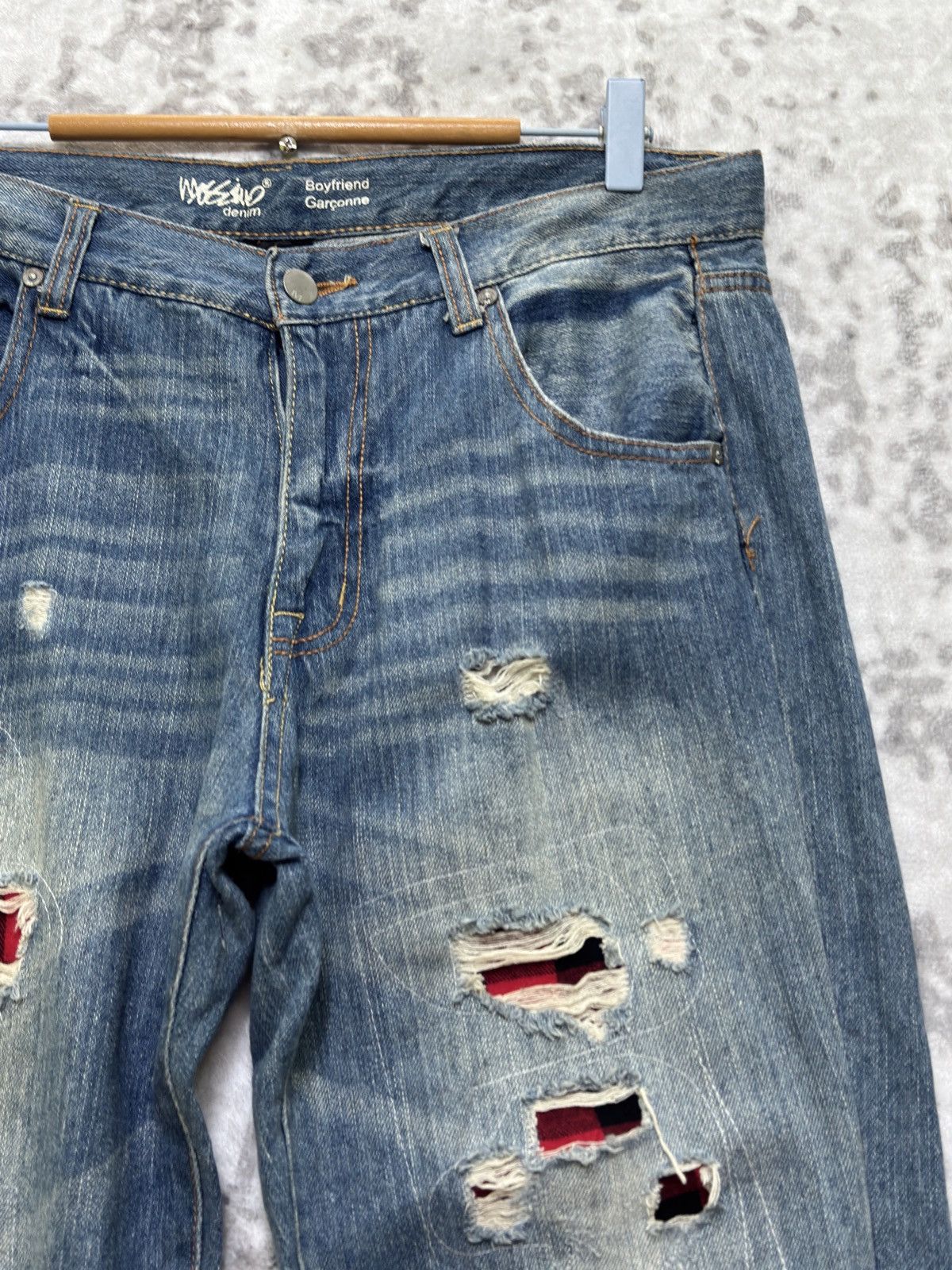 Hysteric Glamour Distressed Plaid Tartans Massino Skinny Fit Denim Jeans Size US 33 - 5 Thumbnail