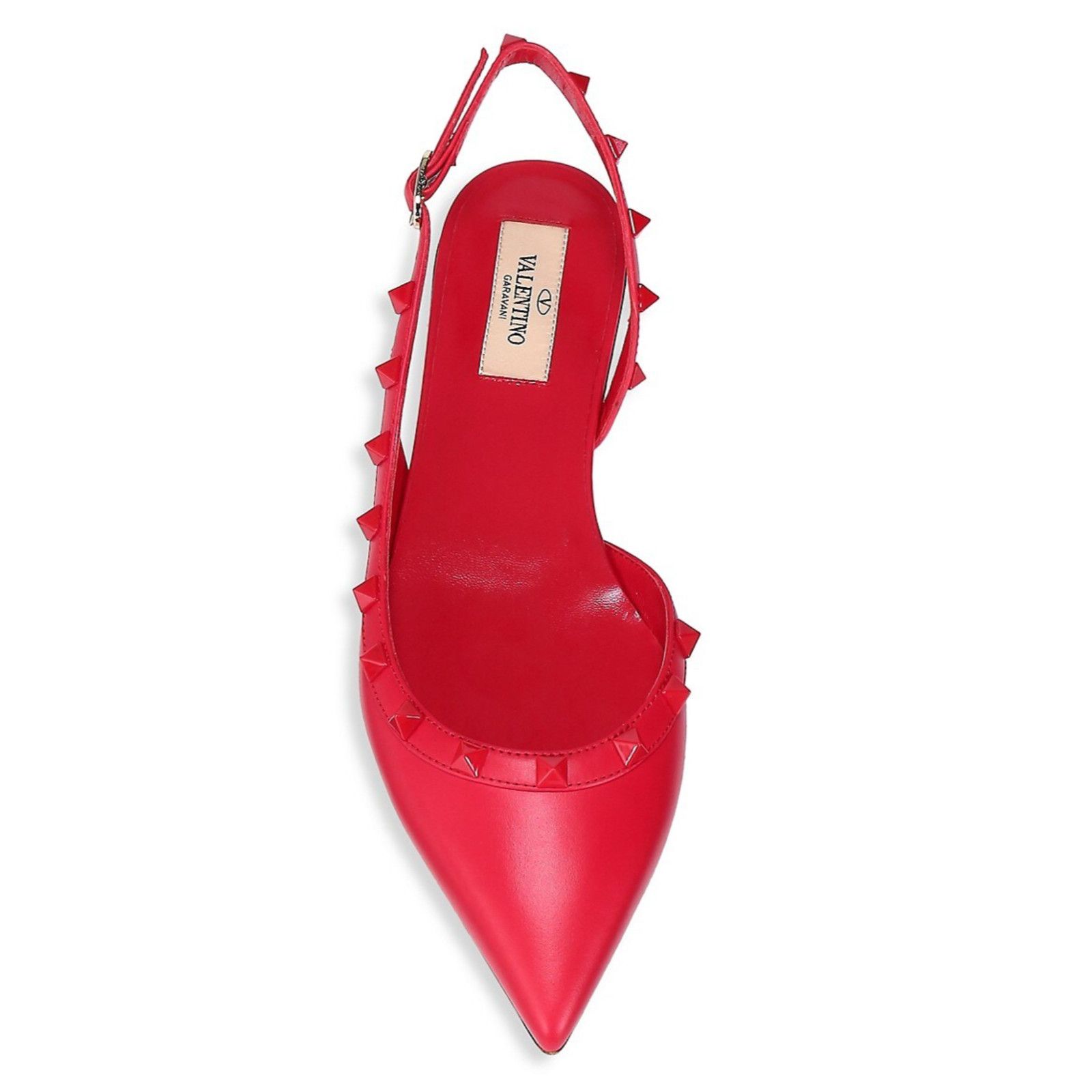 Valentino Valentino Rockstud Red Tonal Stud Pointed Slingback Ballet Size US 6.5 / IT 36.5 - 7 Thumbnail