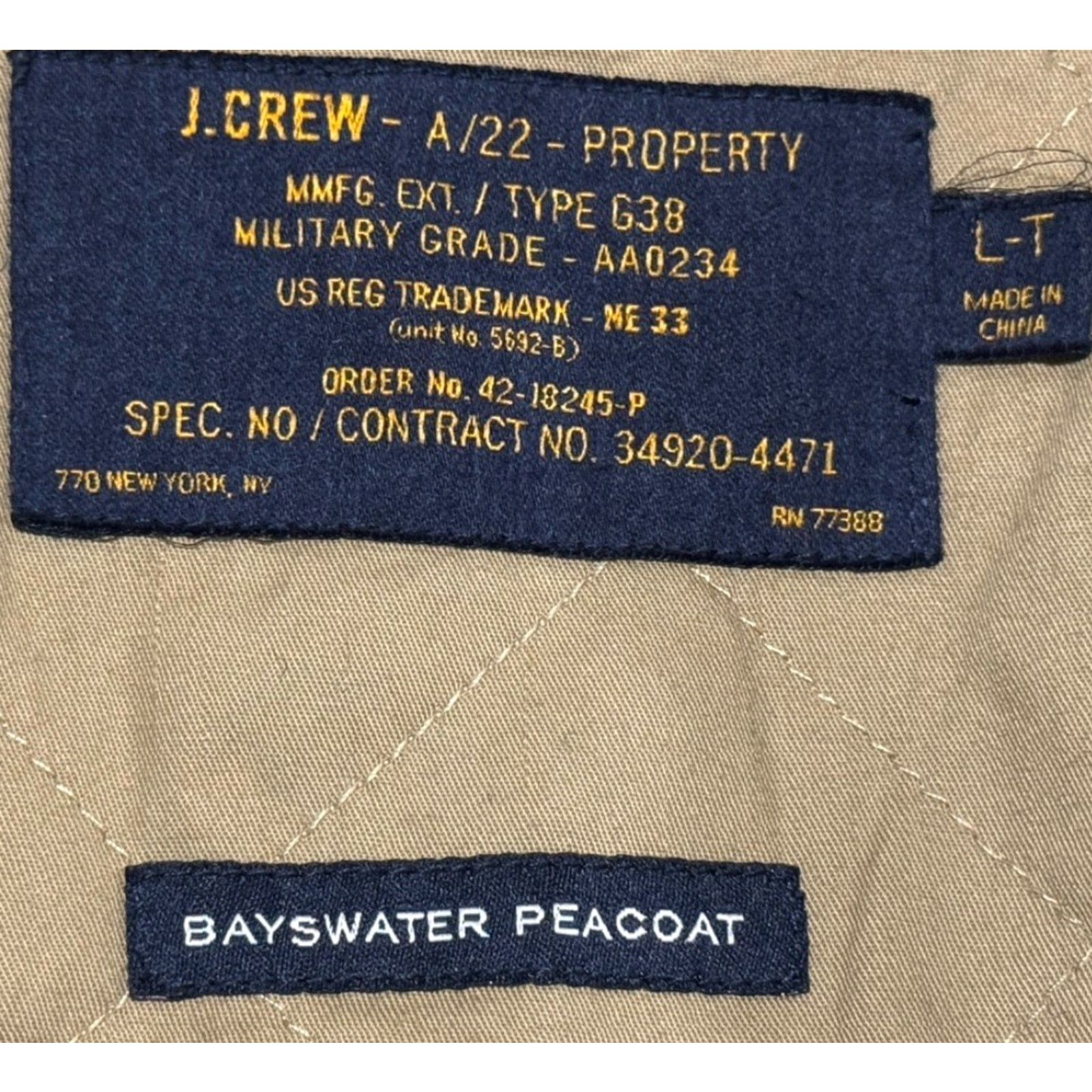J.Crew J.Crew Peacoat Mens Large Tall Black Bayswater Stadium Cloth Wool Coat Size US L / EU 52-54 / 3 - 4 Thumbnail