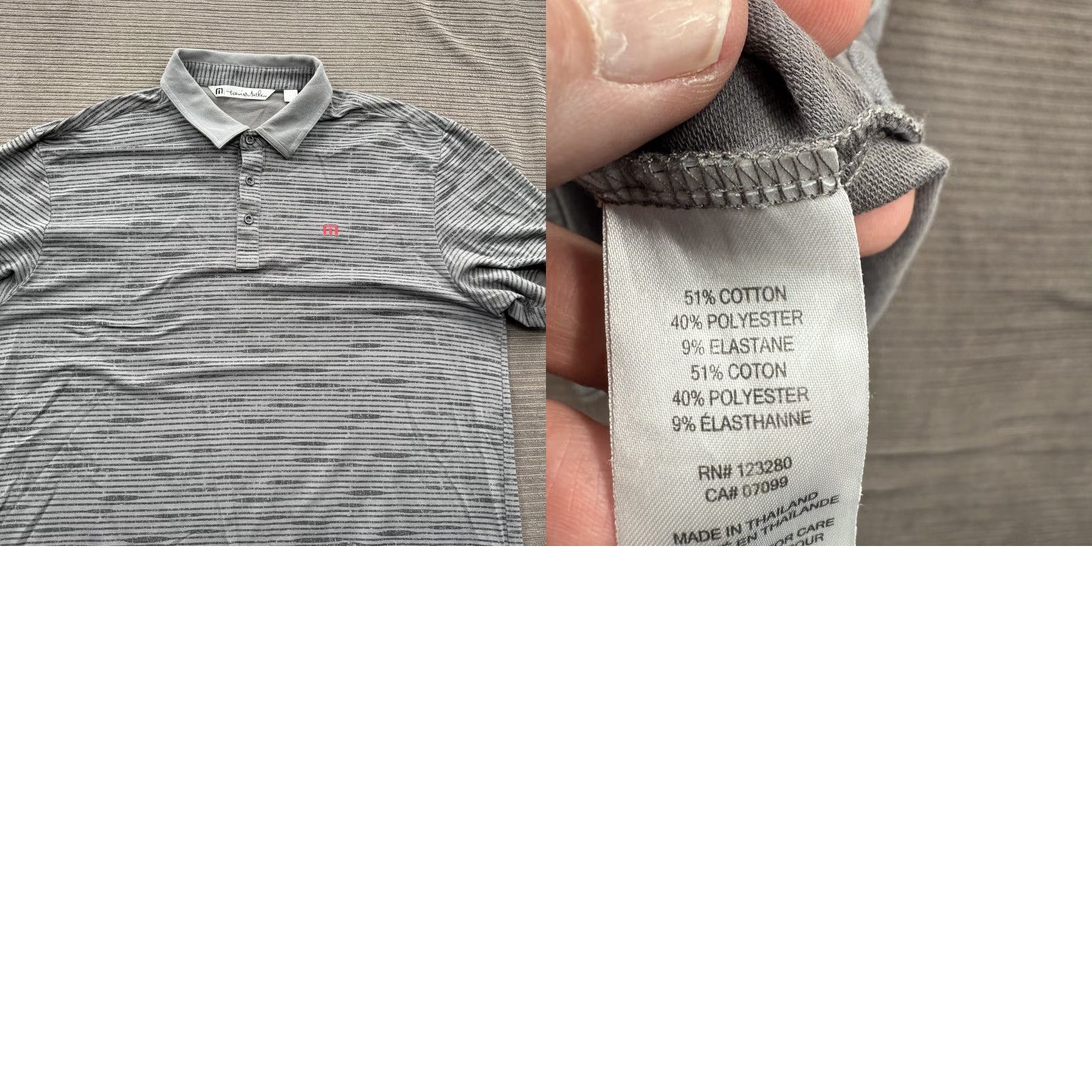 TravisMathew TravisMathew Polo Shirt Mens XL Gray Striped Performance Golf Stretch Size US XL / EU 56 / 4 - 8 Thumbnail
