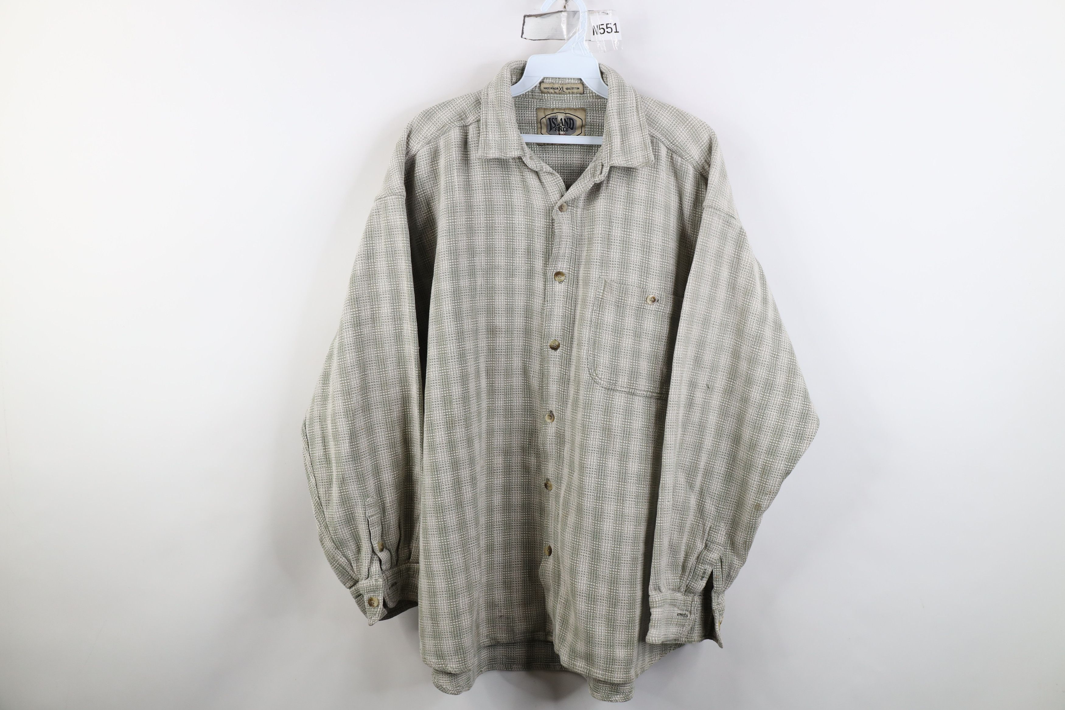 Vintage Vintage 90s Streetwear Cotton Weave Collared Button Shirt Size US XL / EU 56 / 4 - 1 Thumbnail