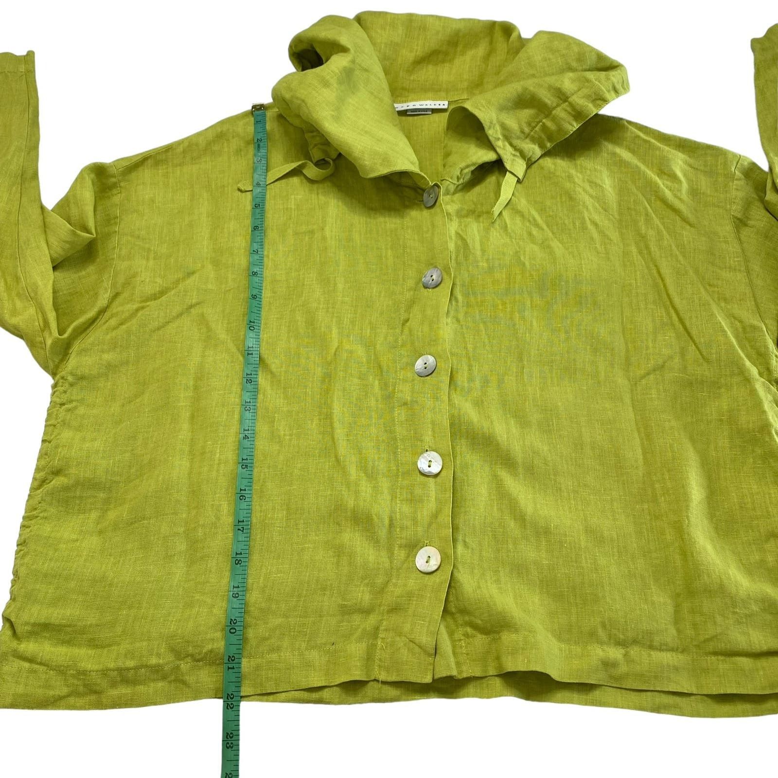 Bryn Walker BRYN WALKER Chartreuse Green Linen Short Sleeve Jacket Small Size S / US 4 / IT 40 - 10 Thumbnail