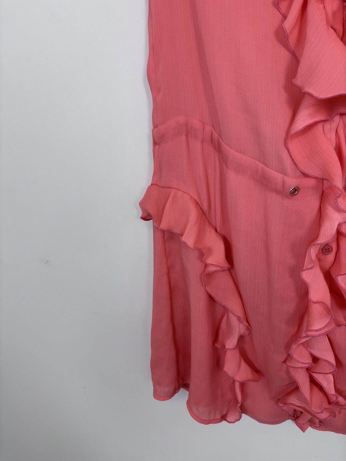 Versace Jeans Couture Versace Jeans Women’s Coral Chiffon Ruffle Mini Dress Size S / US 4 / IT 40 - 11 Thumbnail