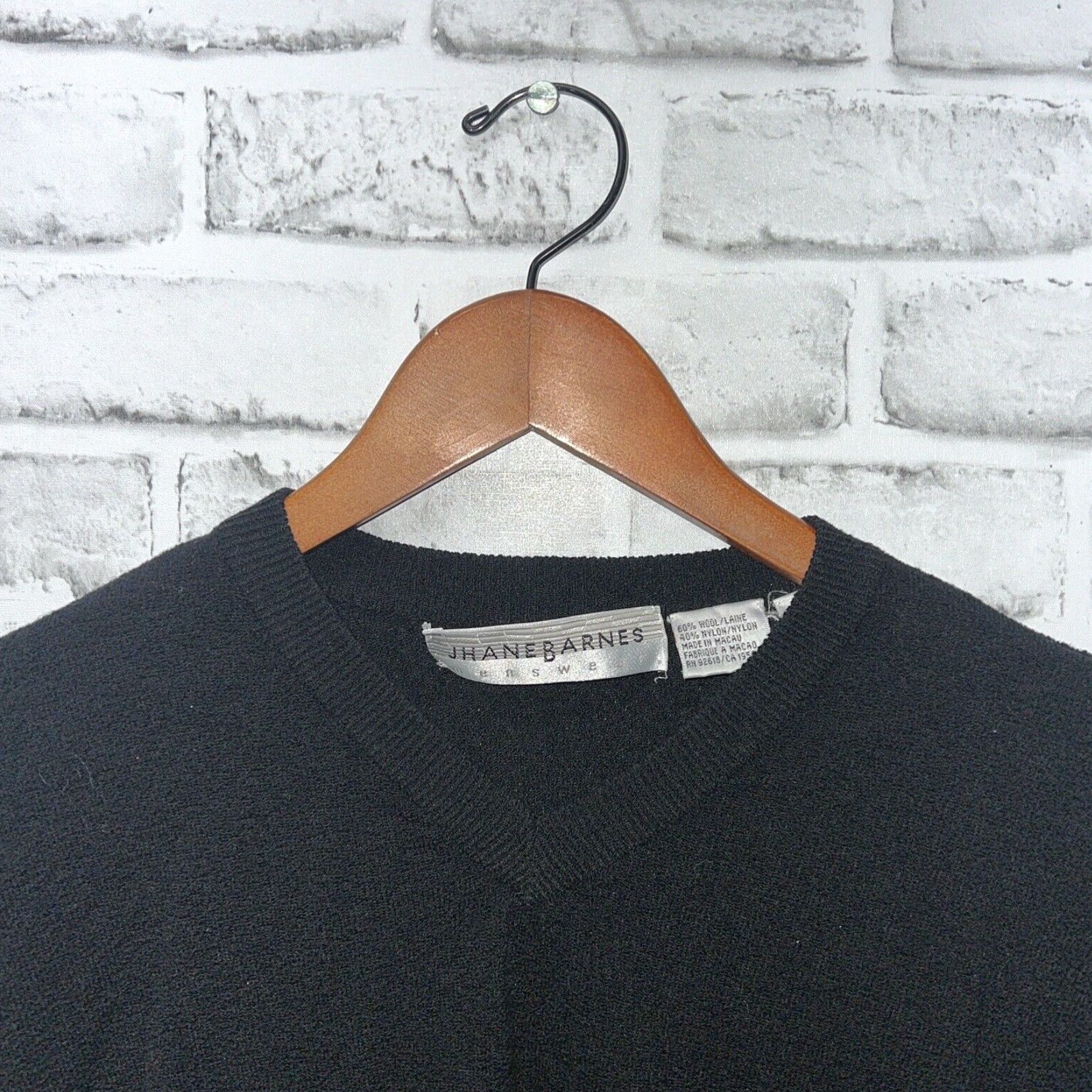 Vintage VINTAGE Jhane Barnes Mens Sweater Pullover Wool/Nylon Black Size M Size US M / EU 48-50 / 2 - 2 Thumbnail