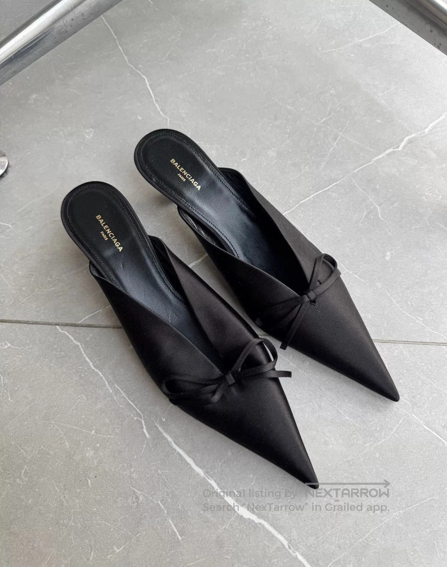 Balenciaga Balenciaga Black Satin Knife Pointed Heels. Size US 6 / IT 36 - 1 Thumbnail