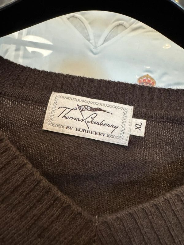 Burberry × Vintage Thomas Burberry Checked V Neck Wool Brown Sweater XL Size US XL / EU 56 / 4 - 2 Thumbnail