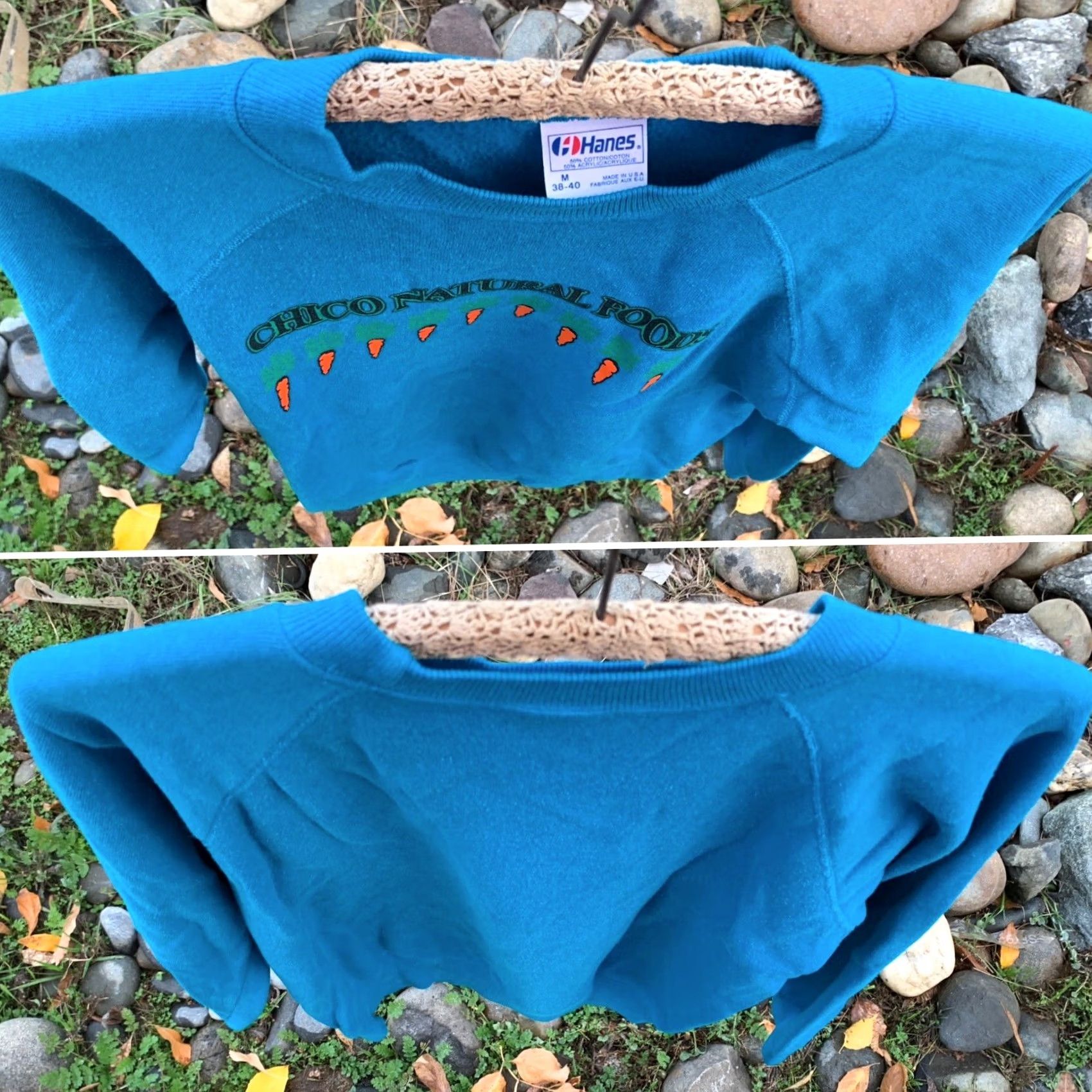 Hanes VINTAGE Hanes Raglan Sweatshirt Carrot Carrots 80s City Nature Blue Wool Blend Cotton 50/50 Graphic Print Pullover Men M Size US M / EU 48-50 / 2 - 7 Thumbnail