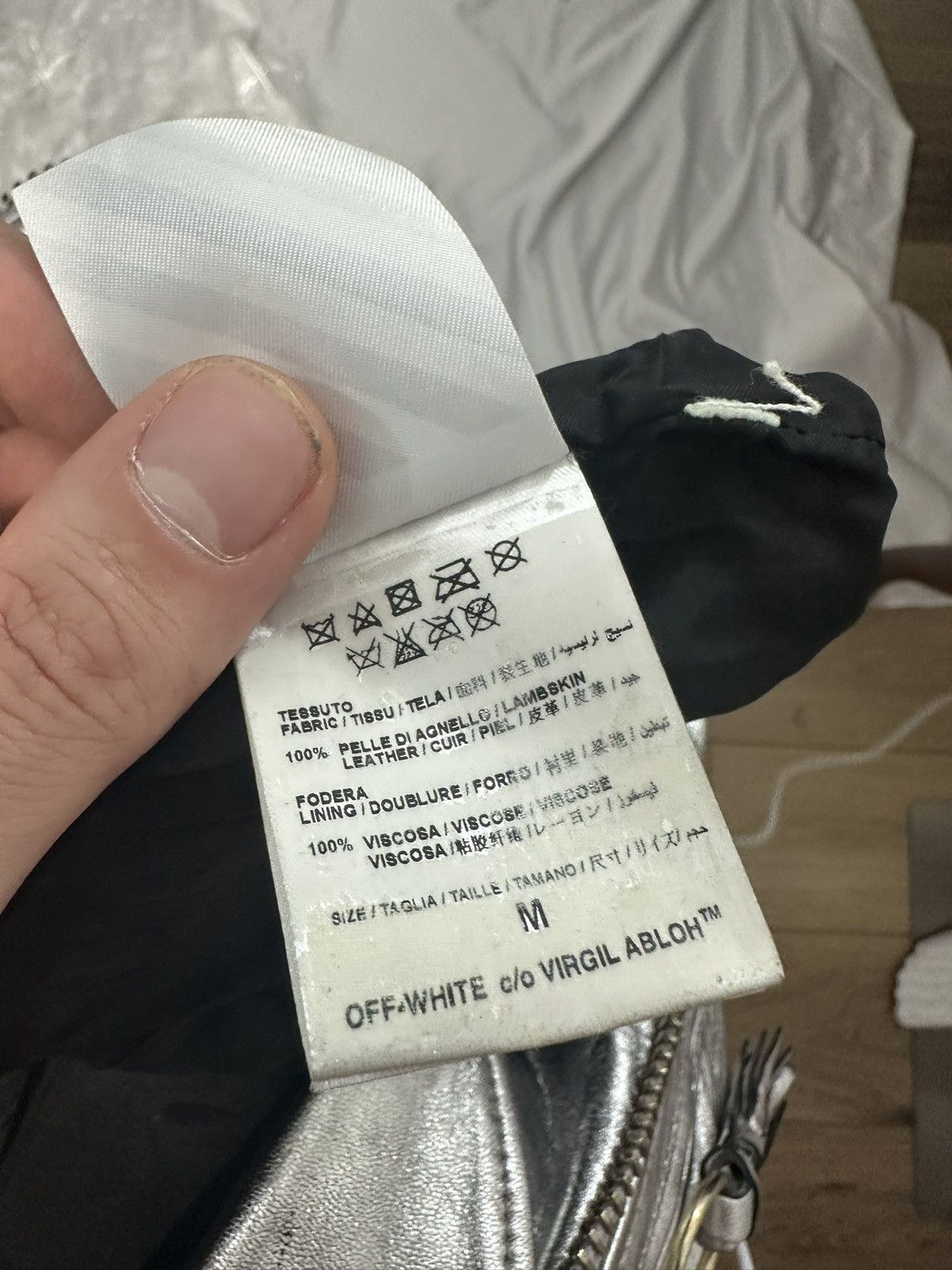 Off-White OFF WHITE SILVER LEATHER JACKET Size US M / EU 48-50 / 2 - 20 Thumbnail