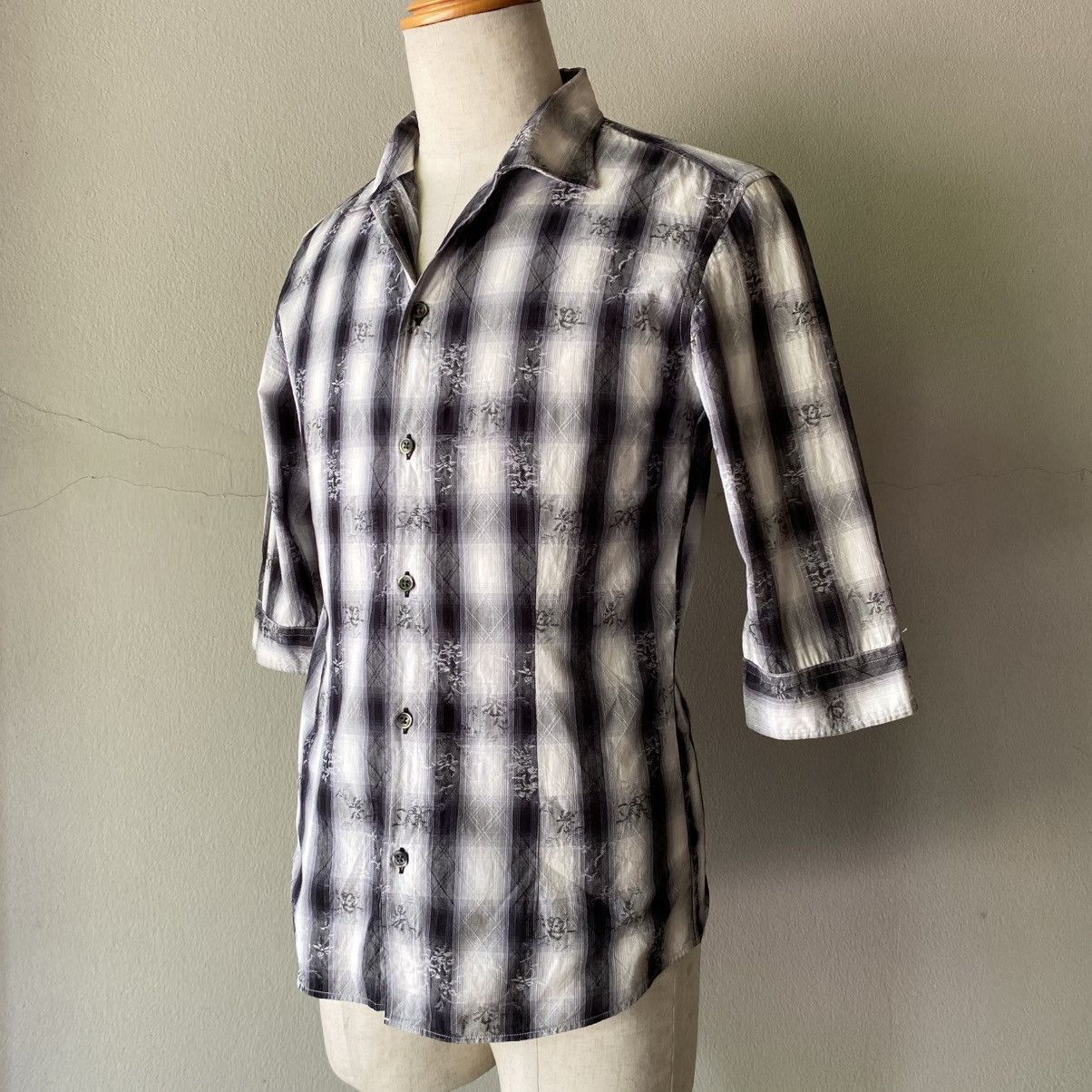 Tornado Mart TORNADO MART Black & White Ombre Plaid Shirt Size US L / EU 52-54 / 3 - 17 Thumbnail