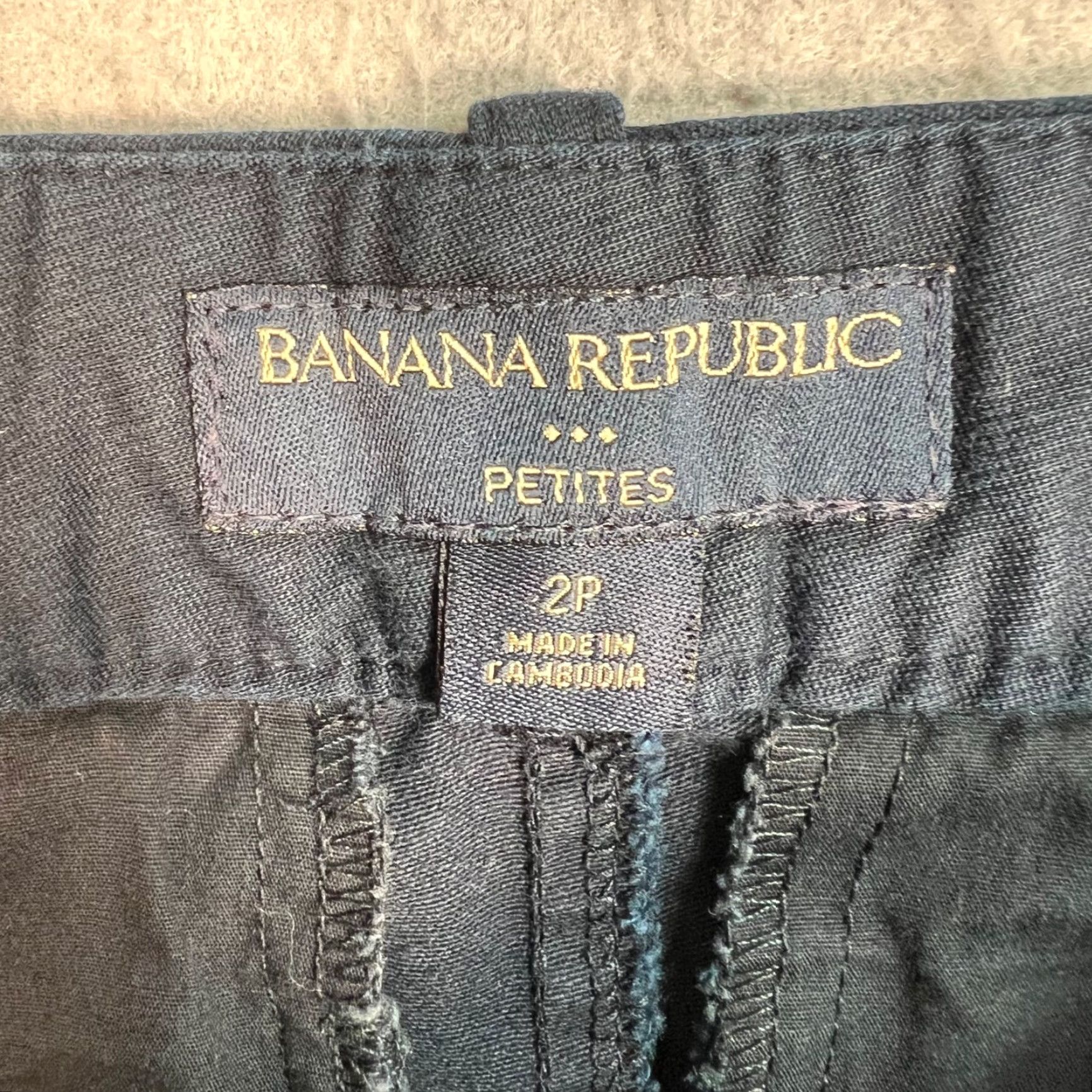 Banana Republic VINTAGE Banana Republic Womens Size 2P Petites Navy Blue Cotton Stretch Sailor Pants Size 26" / US 2 / IT 38 - 3 Thumbnail