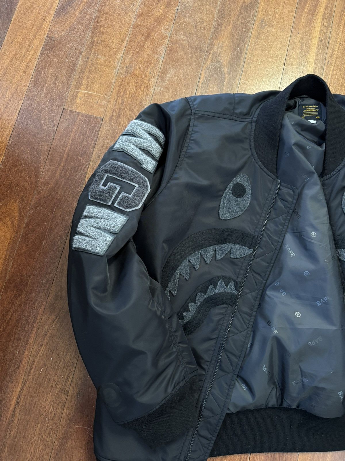 Bape BAPE Black Shark MA-1 Bomber Jacket Size US M / EU 48-50 / 2 - 6 Thumbnail