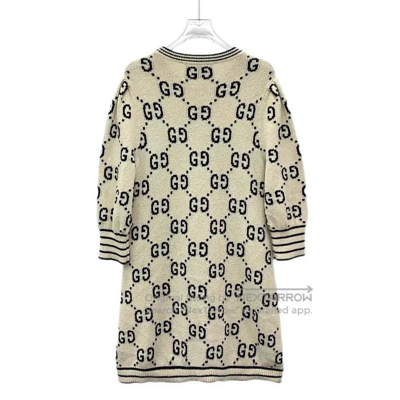Gucci Gucci Beige logo jacquard full print striped round neck kn Size S / US 4 / IT 40 - 2 Thumbnail