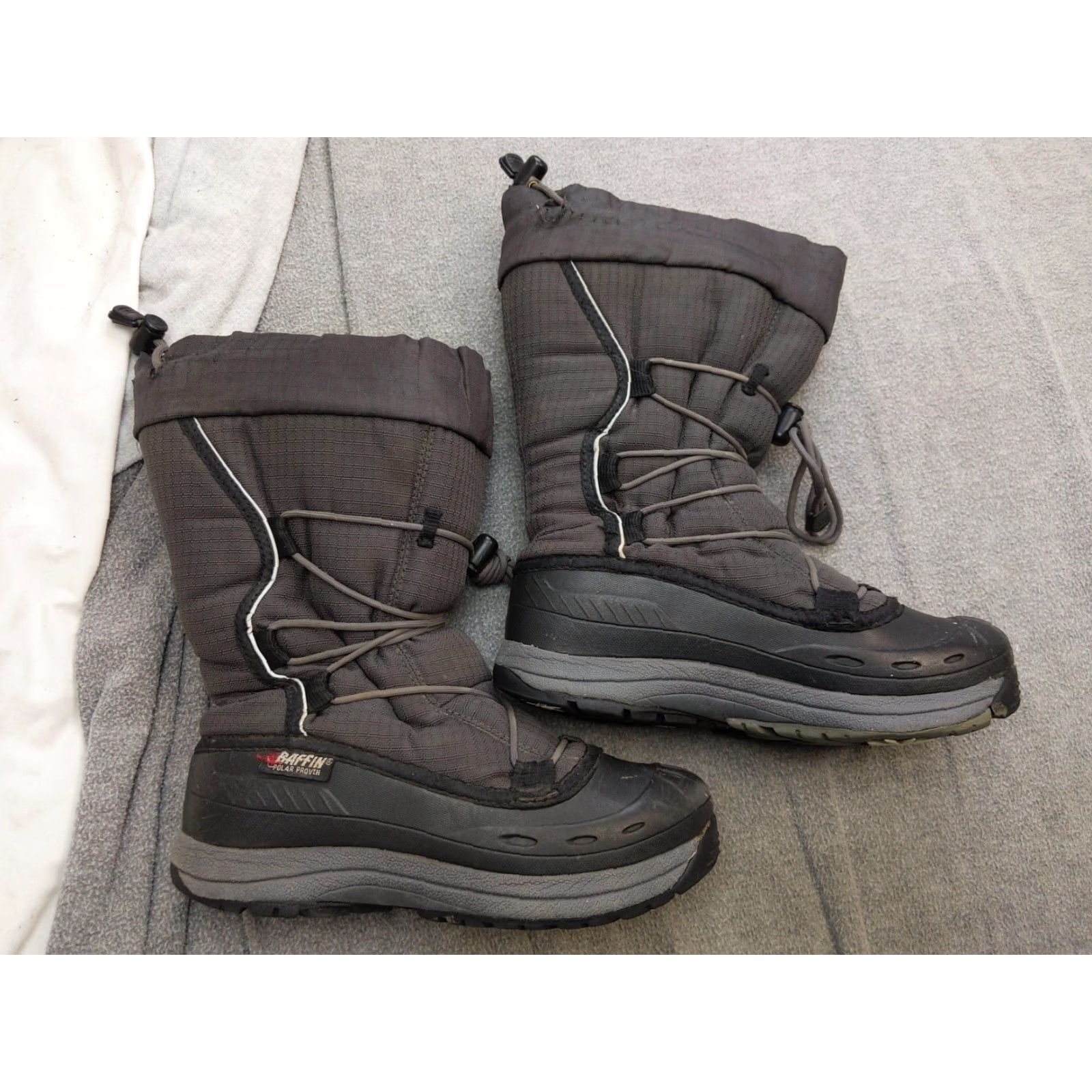 Vintage Baffin Snogoose Snow Boots Womens Mid-Calf Lace Up Gray Nylon Winter 7 UK5 EU37 Women's Boots 7 Size US 7 / IT 37 - 2 Thumbnail