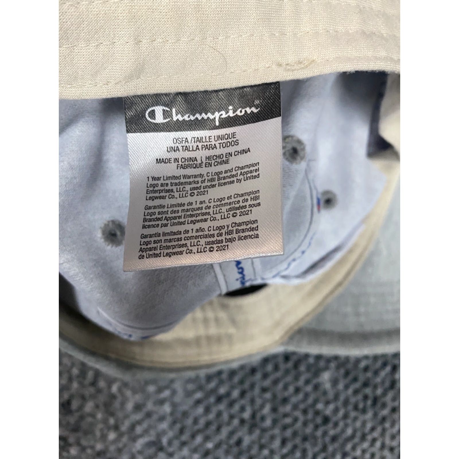 Champion Champion Hat Mens Gray Logo Canvas Cotton Snapback One Size Beige Beige? Hmm wait. Size ONE SIZE - 5 Thumbnail
