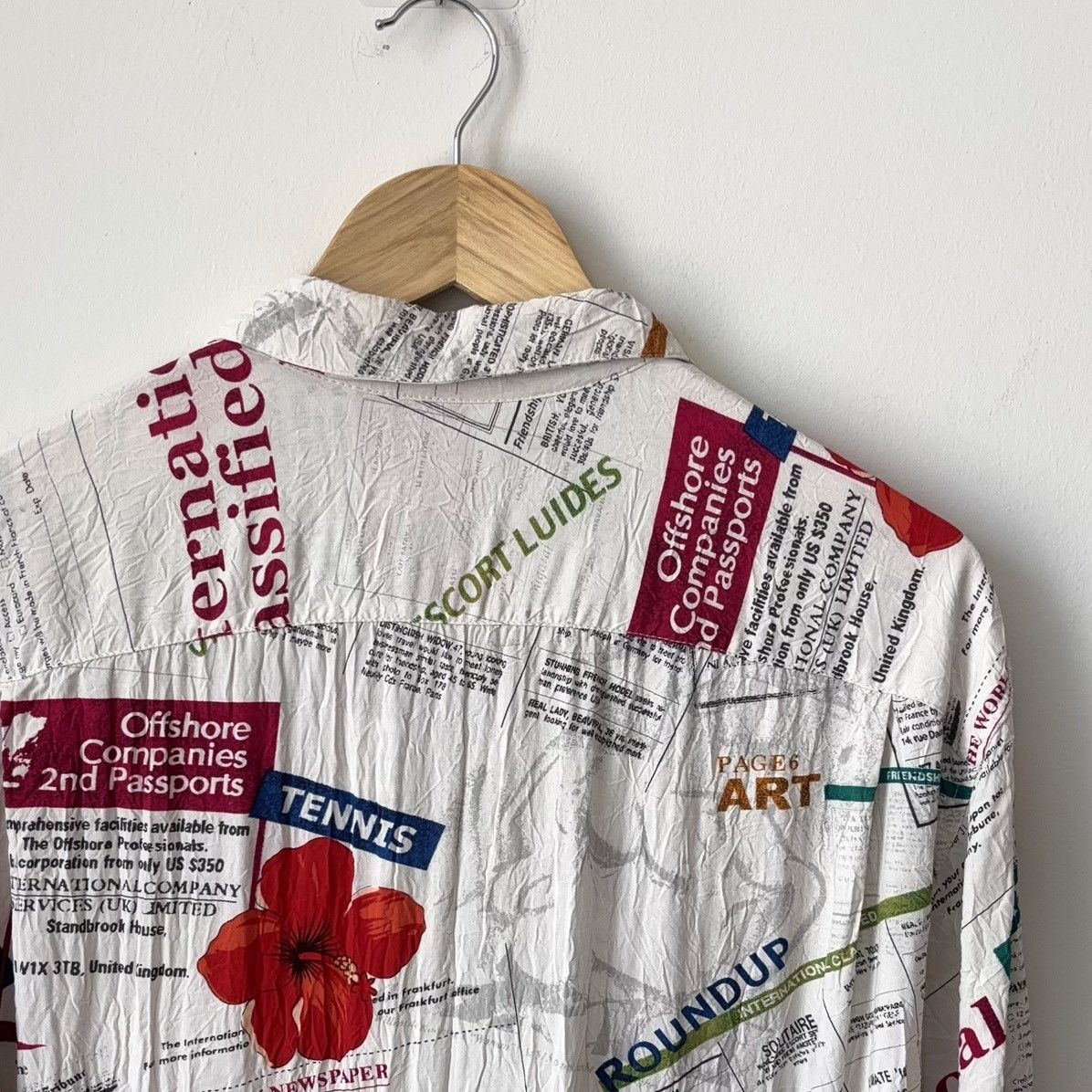 Jams World Vintage International Classified Newspaper Hawaiian Shirt Size US M / EU 48-50 / 2 - 10 Thumbnail