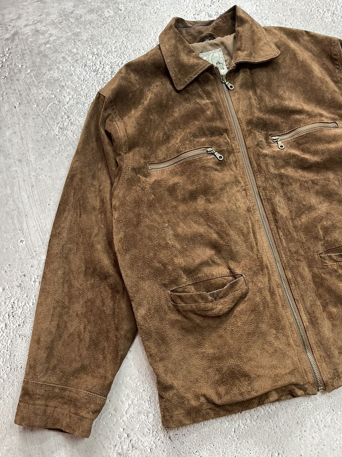 Genuine Leather Vintage Brown Leather Jacket Distressed Genuine Leather 52 Size US L / EU 52-54 / 3 - 3 Thumbnail