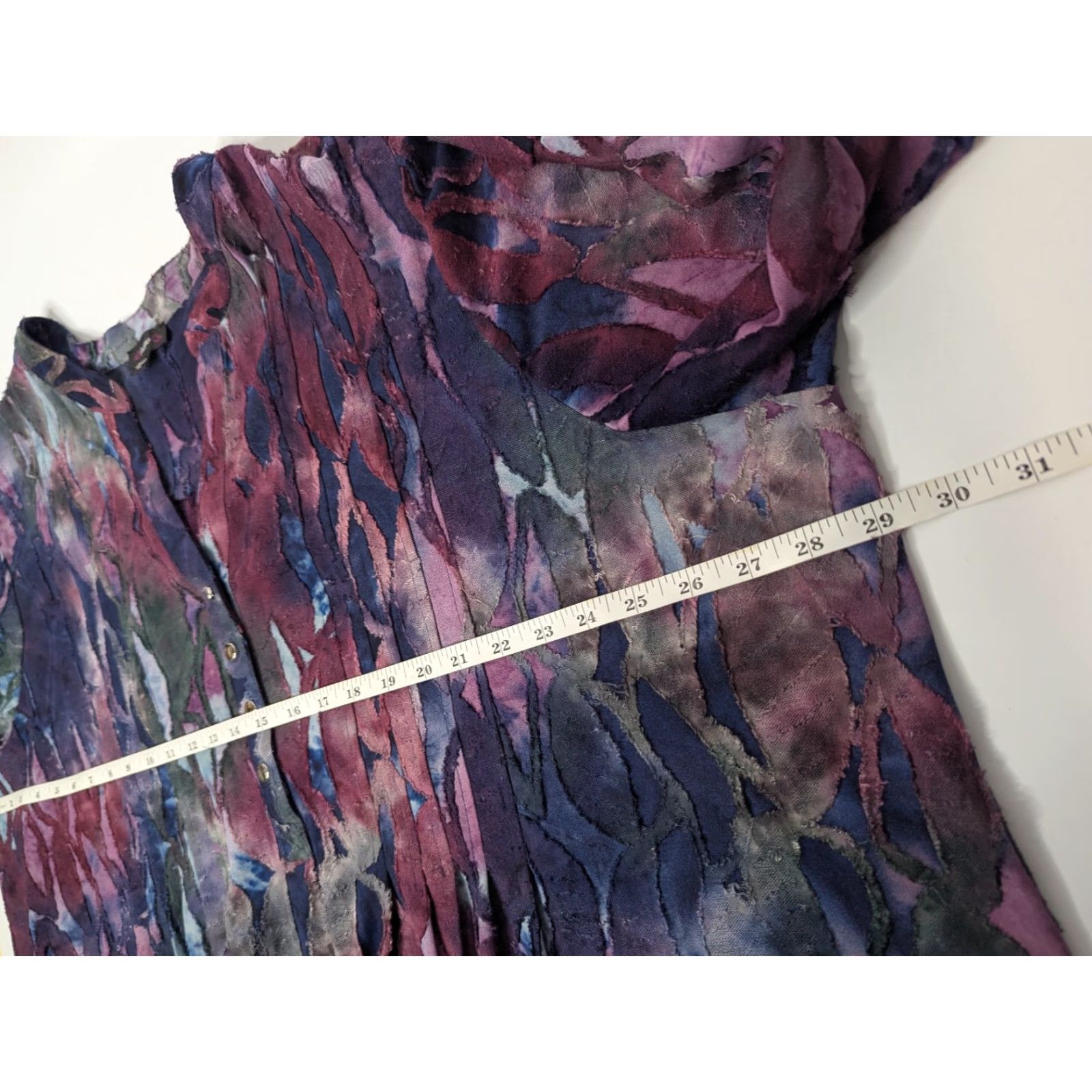 Vintage Cocomo Purple Abstract 3/4 Roll Tab Sleeve Button Top V-Neck Henley 5X Plus Size Women Blouse Size XXL / US 16-18 / IT 52-54 - 5 Thumbnail