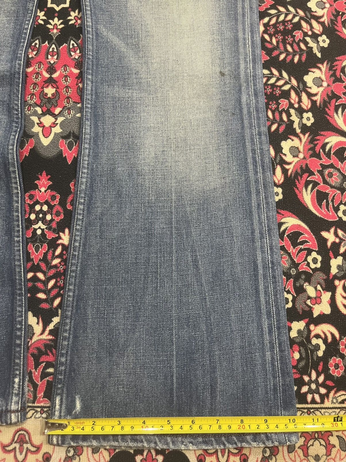 Diesel Vintage Diesel Blue Washed Distressed Buttonfly Flare Jeans Size US 33 - 18 Thumbnail