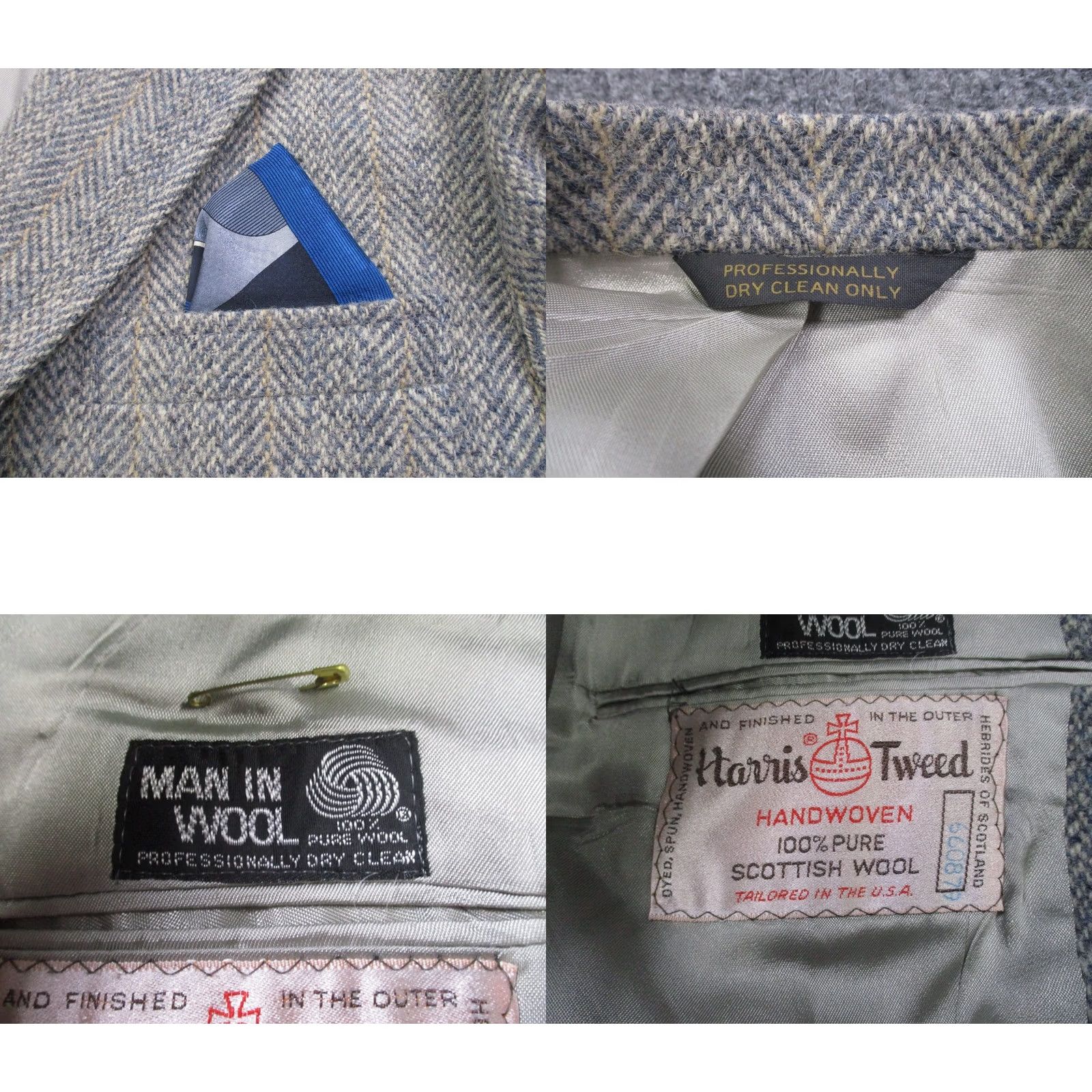Harris Tweed VINTAGE Harris Tweed Jacket Mens 44 Scottish Wool Sport Coat Blazer USA 70s 80s Size 44R - 8 Thumbnail
