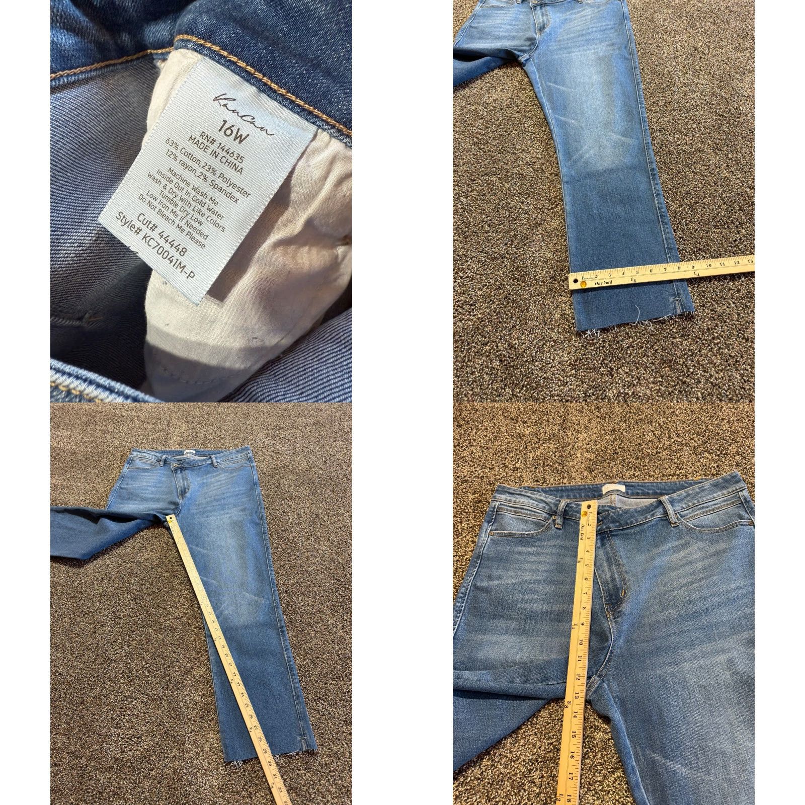 Vintage Kancan Jeans Women 16W Blue Denim Straight Raw Hem Stretch 16 Regular Size 16W Women's Jeans Denim Stretch Straight Blue 16W Women Size 38" / US 16 / IT 52 - 8 Thumbnail