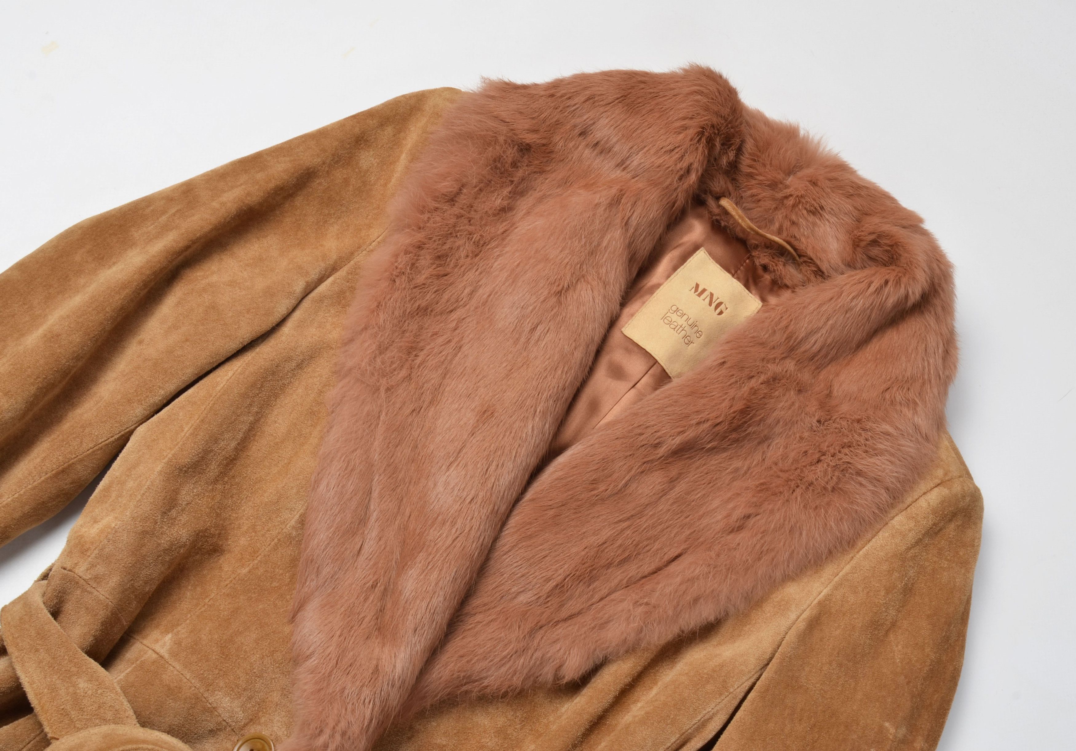 Mango Mango MNG Vintage Y2K Mob Wife Leather Coat with Rabbit Fur Size XS / US 0-2 / IT 36-38 - 5 Thumbnail
