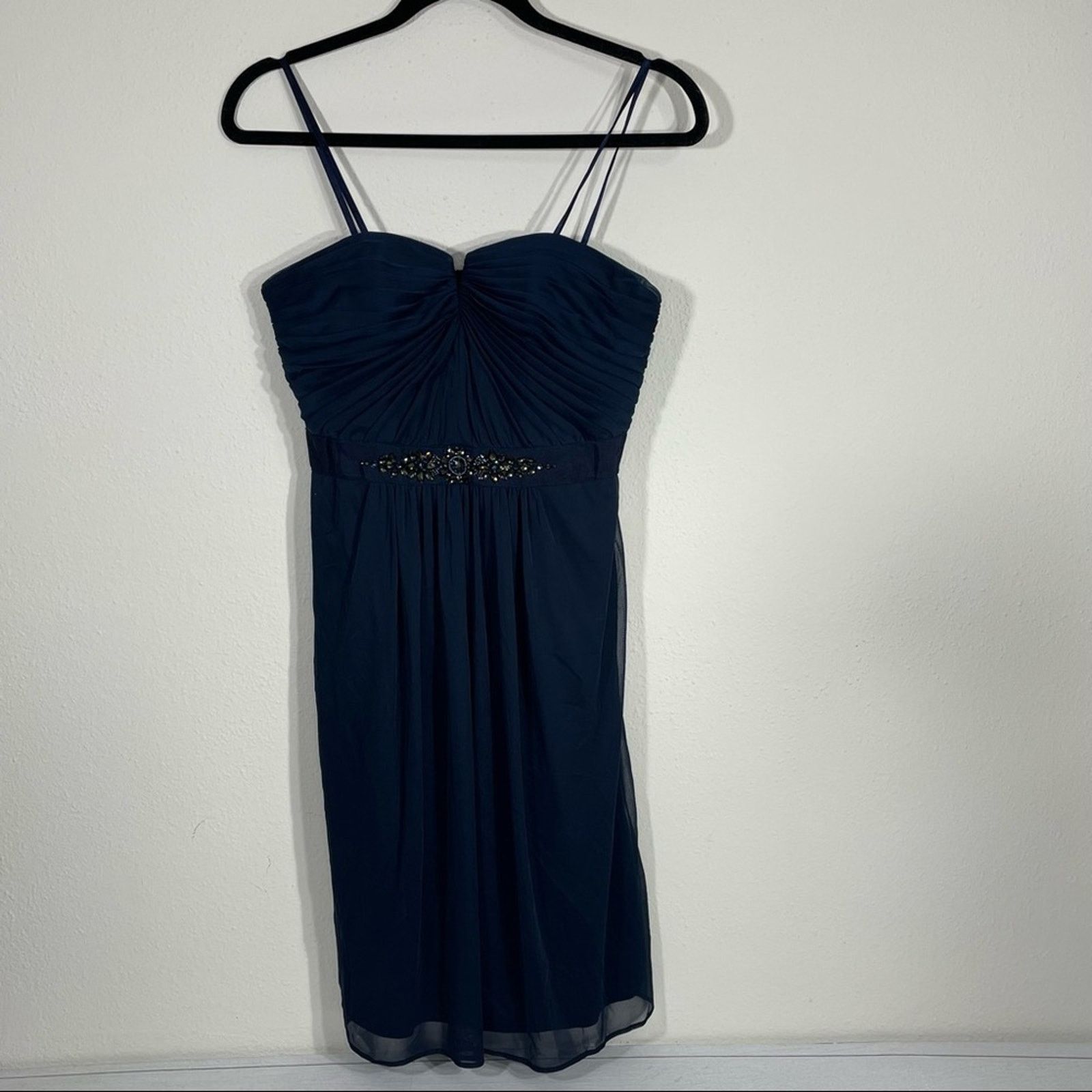 Adrianna Papell Adrianna Papell Dark Blue Embellished Waist Dress Size 6 Size M / US 6-8 / IT 42-44 - 1 Thumbnail