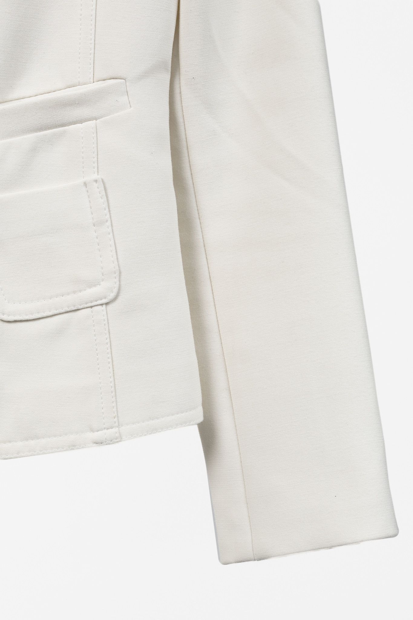 SMYTHE Smythe White Ponte 3-Button Wrap Blazer Size M / US 6-8 / IT 42-44 - 6 Thumbnail