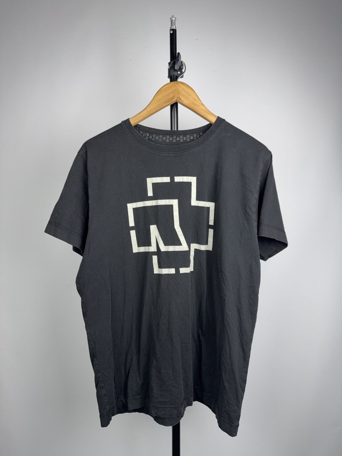 00s Rammstein Logo Print Black Band Metal T-Shirt Germany