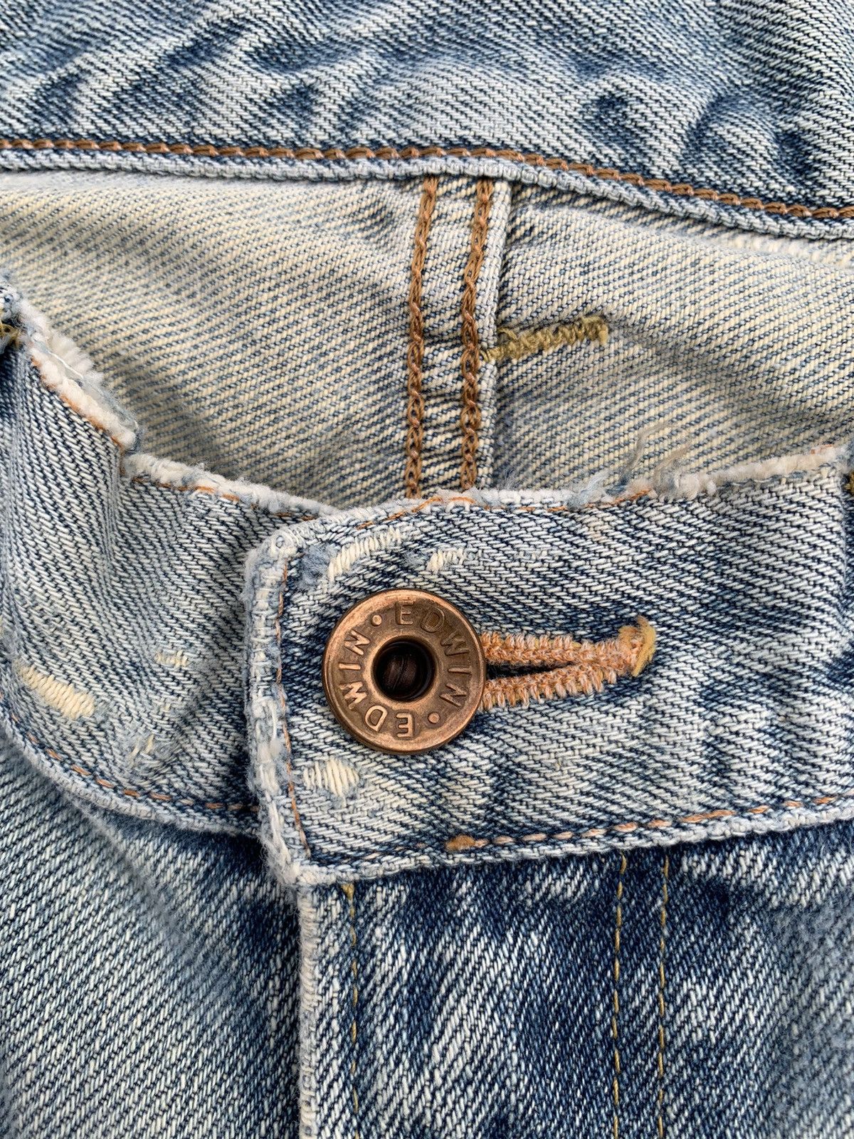 Kapital VINTAGE EDWIN 505 SELVEDGE FADED & RUSTY DISTRESSED DENIM Size US 28 / EU 44 - 12 Thumbnail