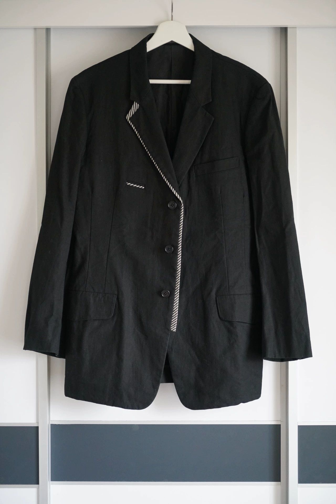 Yohji Yamamoto Black Single-Breasted Blazer with Trim Size US M / EU 48-50 / 2 - 1 Thumbnail
