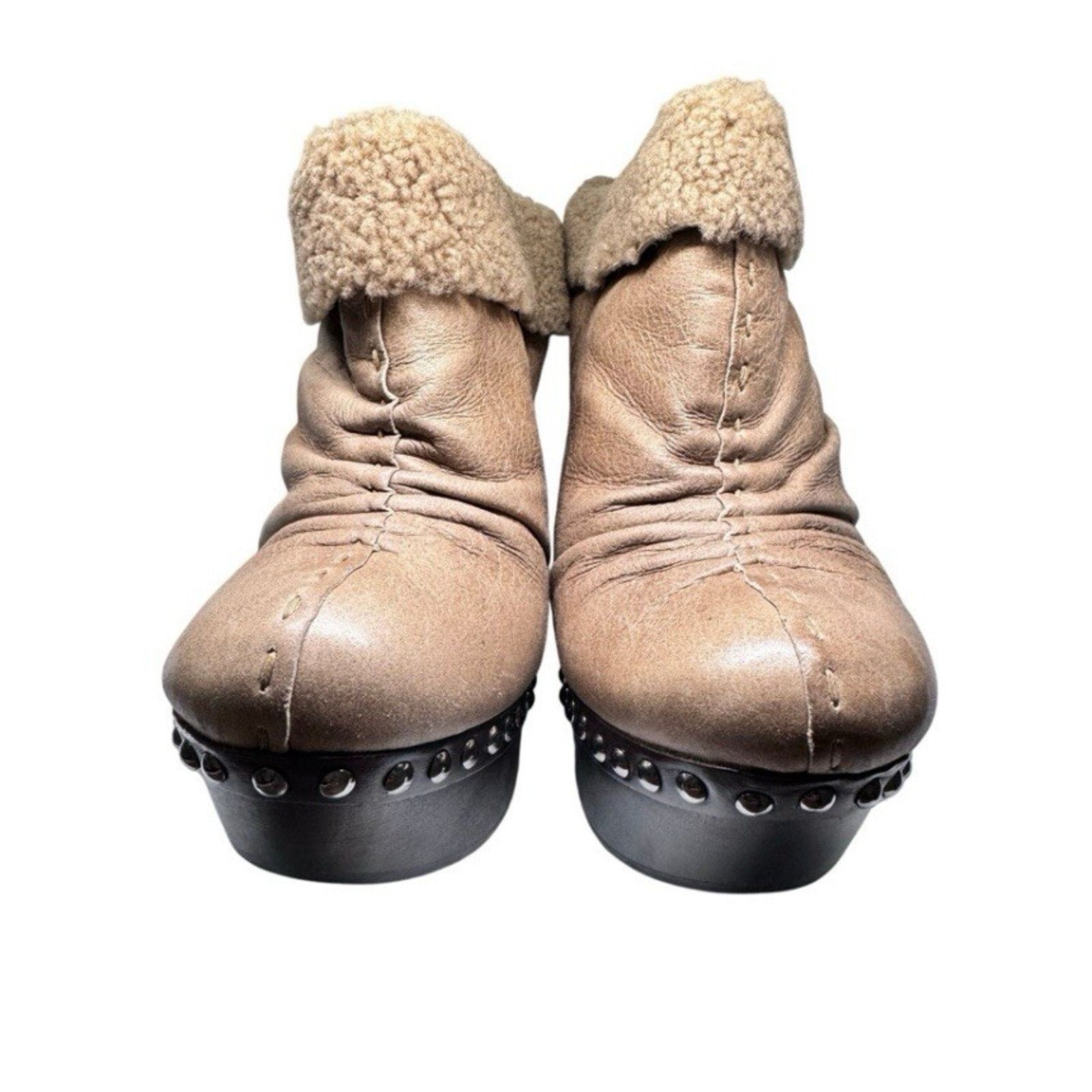 Miu Miu MIU MIU PRADA SHEEPSKIN LEATHER WOOD PLATFORM BOOTS 39.5 Size US 9 / IT 39 - 7 Thumbnail