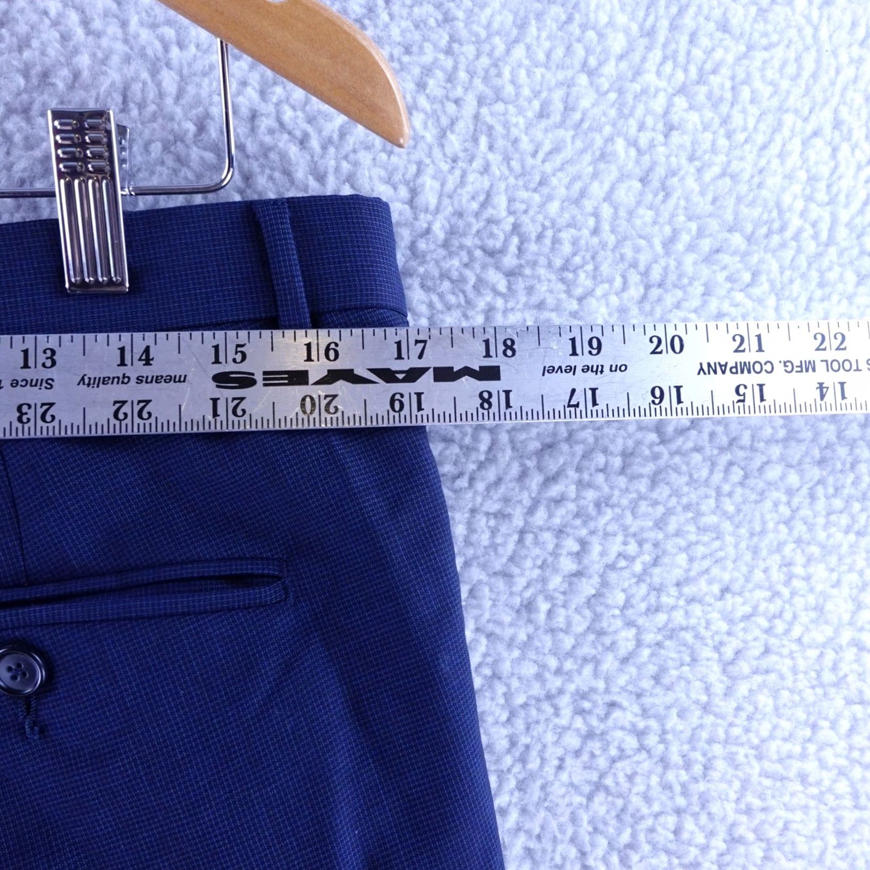 Z Zegna Z Zegna Pants Mens 34x31 Blue Purple Wool Blend Slim Fit Micro Check Dress Size US 35 - 5 Thumbnail