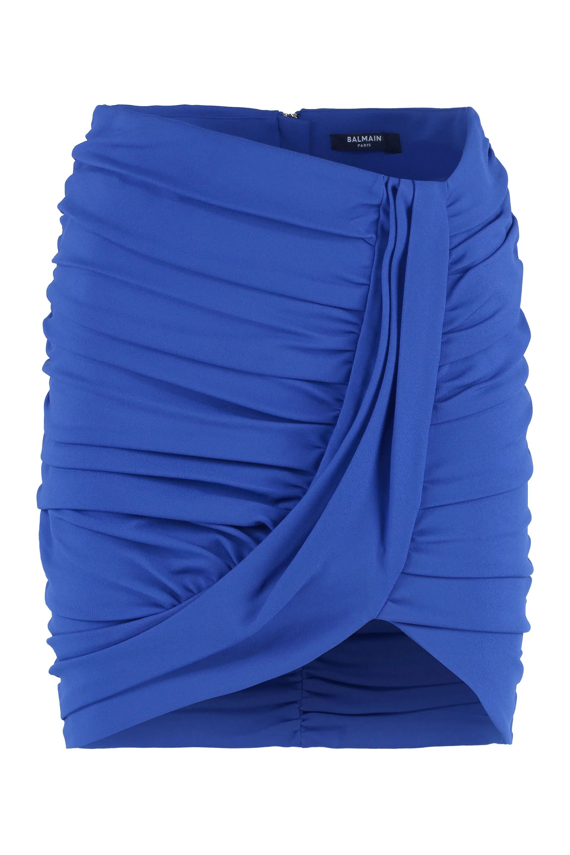 image of Balmain O1Srvl11E0524 Draped Skirt In Blue, Women's (Size 34)