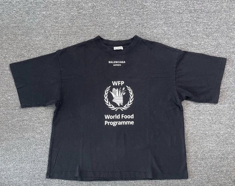 Image of Balenciaga Black World Food Agency Short Sleeved, Men's (Size Small)