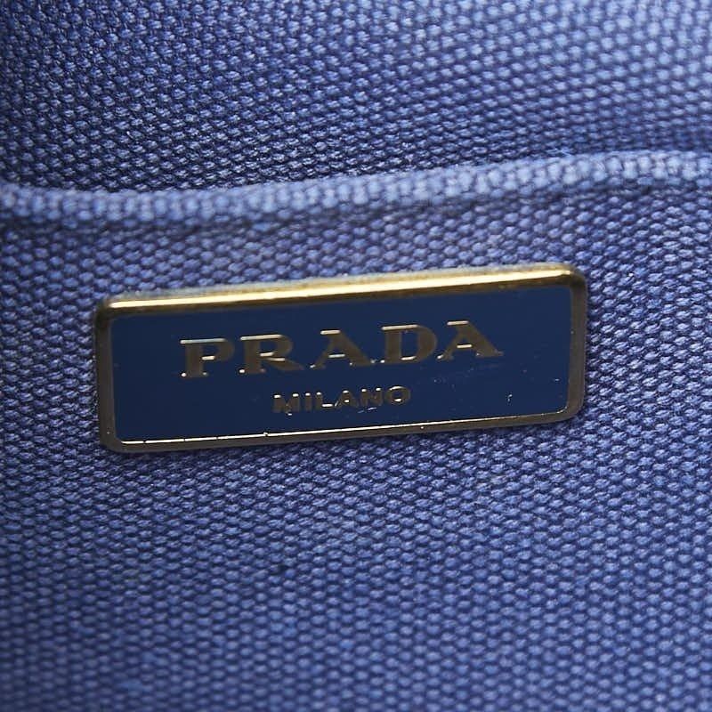 Prada Prada Triangle Logo Plate Canapa Mini Handbag Blue Size ONE SIZE - 8 Thumbnail
