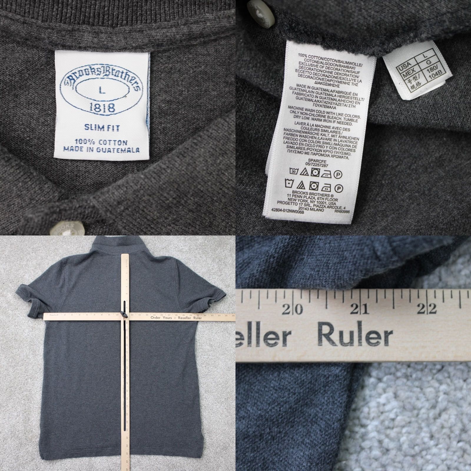 Brooks Brothers Brooks Brothers Polo Shirt Mens Large Gray Slim Fit 100% Cotton Short Sleeve Shirt Size US L / EU 52-54 / 3 - 8 Thumbnail