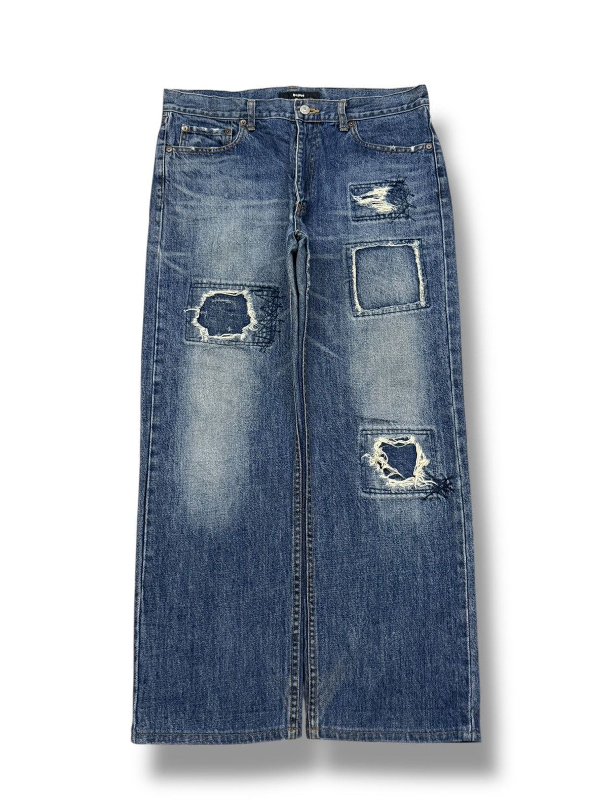 Beams Plus Vintage BEAMS Tokyo Distressed Patchwork Denim Jeans Japan Size US 34 / EU 50 - 2 Thumbnail