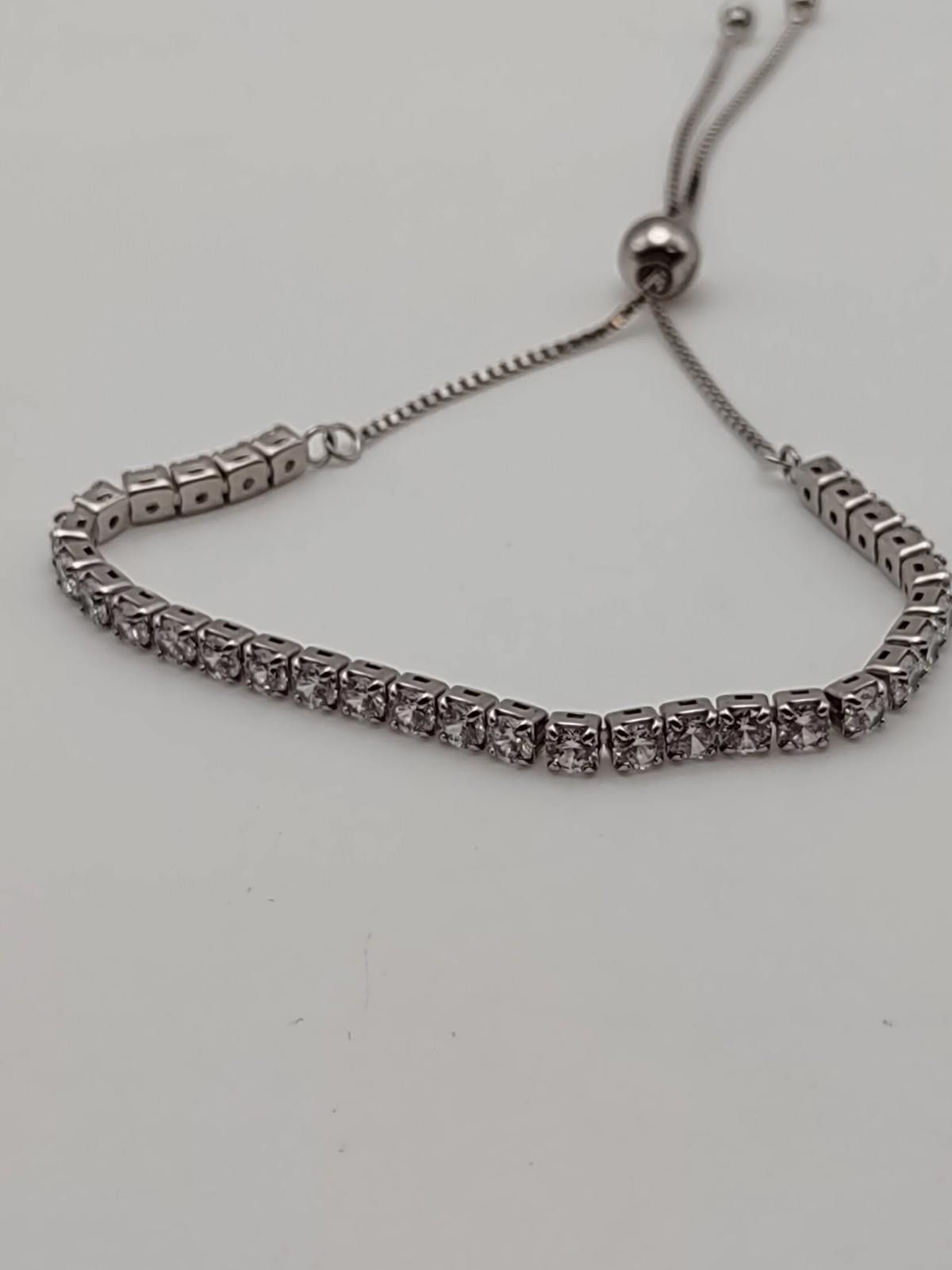 The Unbranded Brand Adjustable Sterling Silver Tennis Bracelet 14K White Gold 4g Size ONE SIZE - 1 Thumbnail