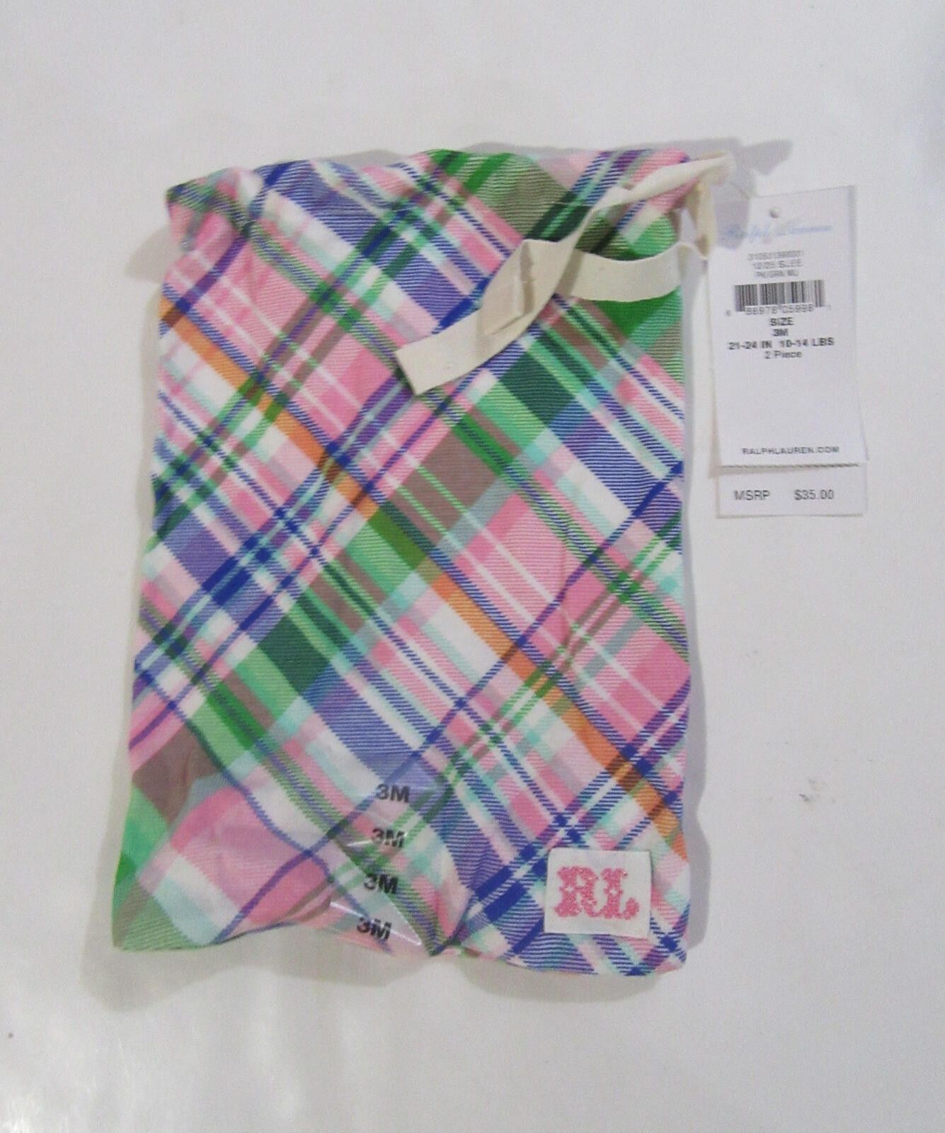 Polo Ralph Lauren Ralph Lauren Baby Girls One Pc Cotton Madras Pajamas 9M Size ONE SIZE - 5 Thumbnail