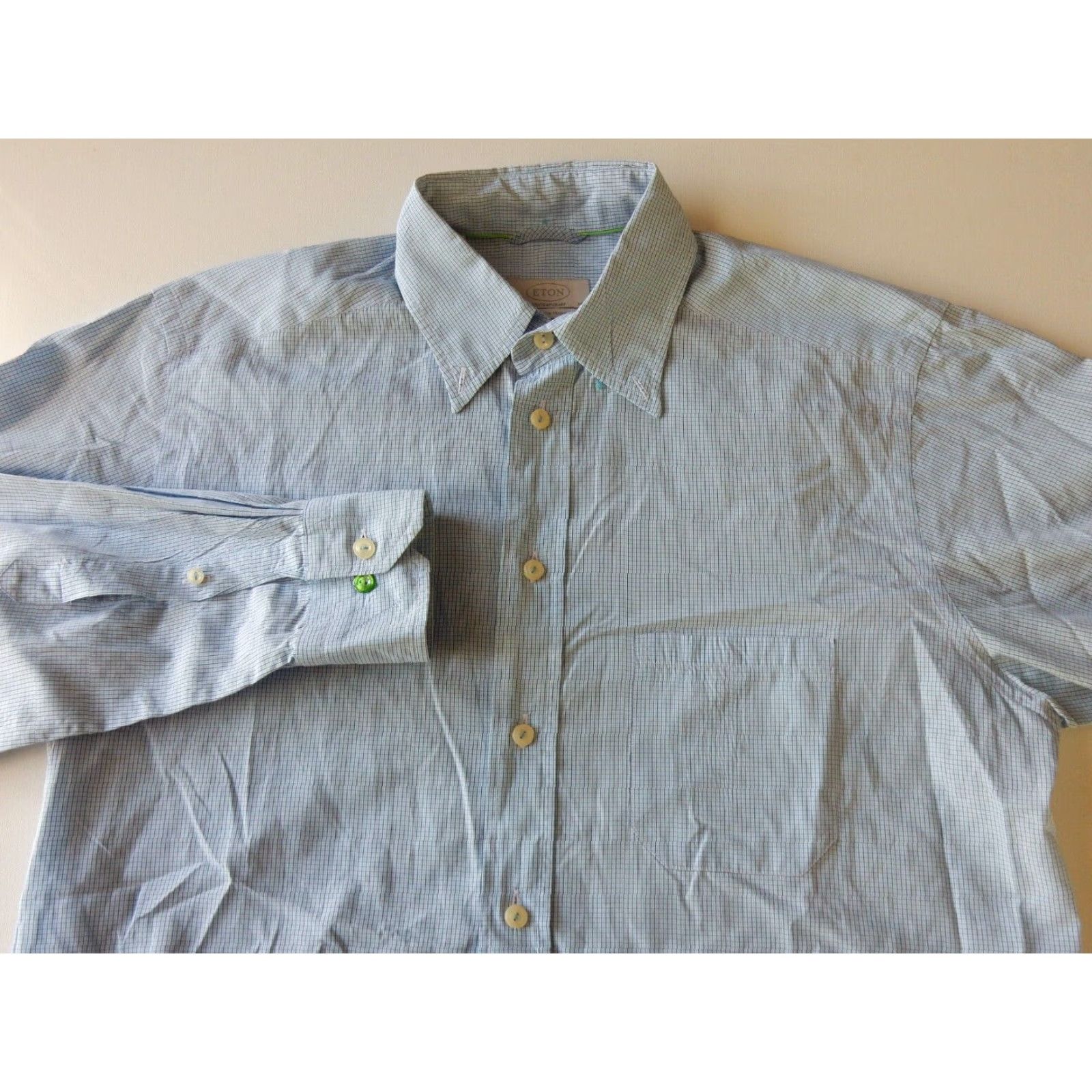Eton VINTAGE Eton Men's Plaid Cotton Button-Front Shirt Long Sleeve Size M Blue Mens Size US M / EU 48-50 / 2 - 2 Thumbnail