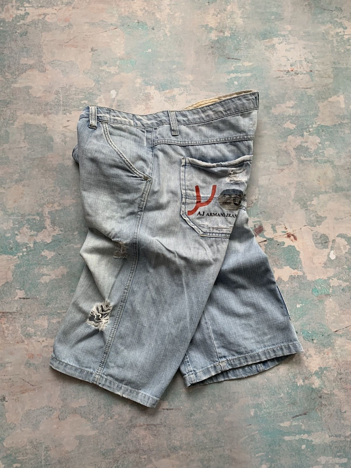 Armani Armani Y2K Distressed Denim Shorts Hype 2000s Destroyed Rare Size US 36 / EU 52 - 23 Thumbnail